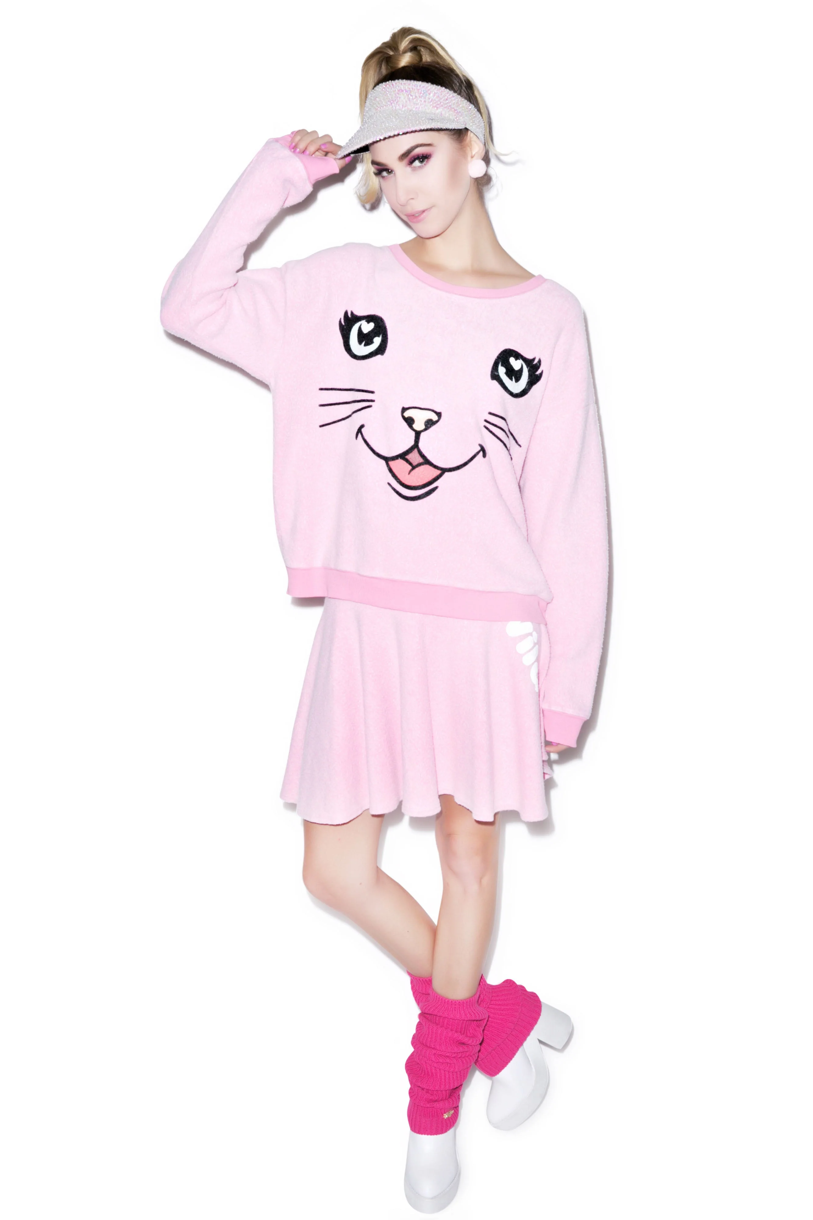 Happy Cat Oversized Sweatshirt - White - Image 10