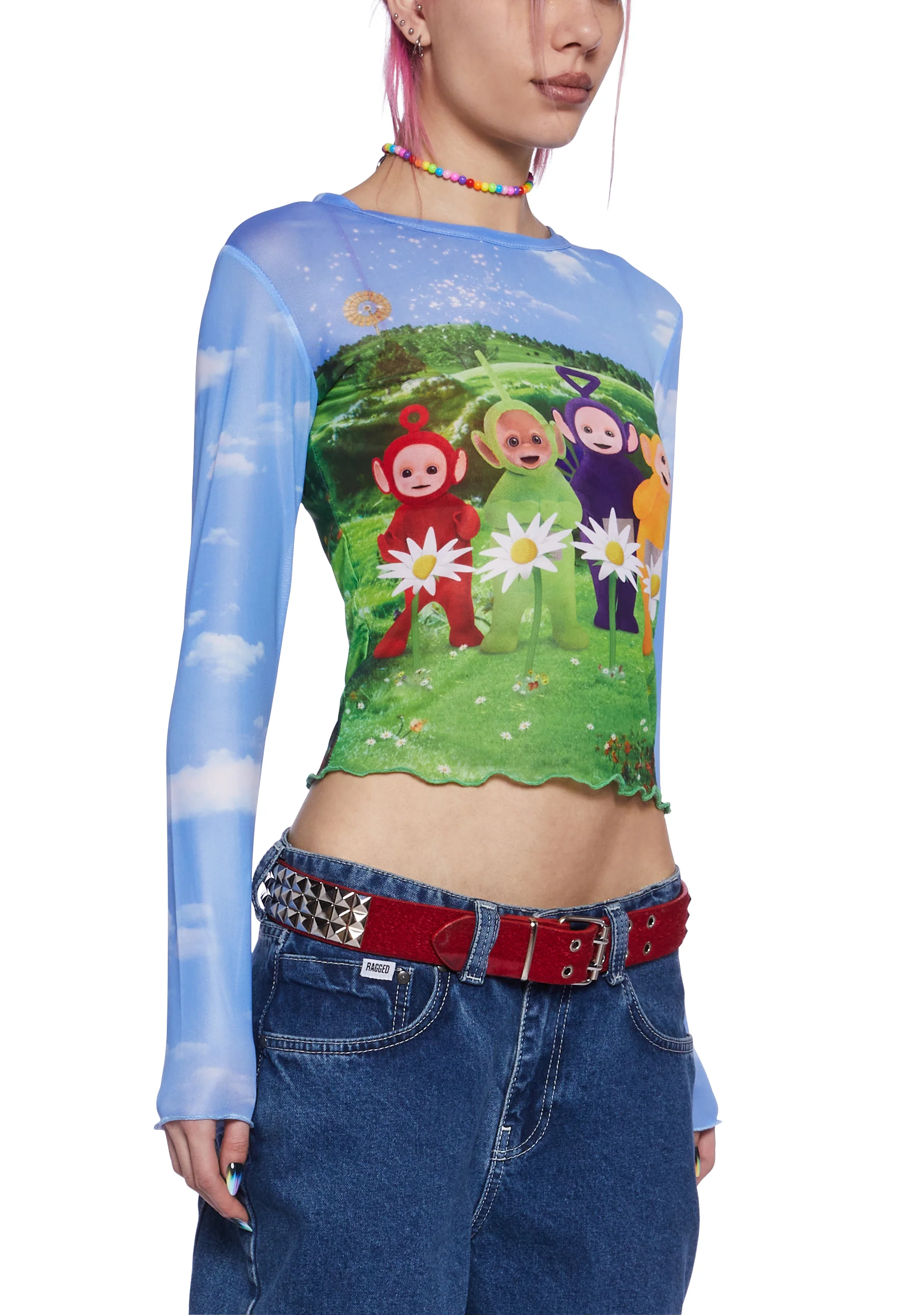 Happy Happy Graphic Mesh Top - Image 5