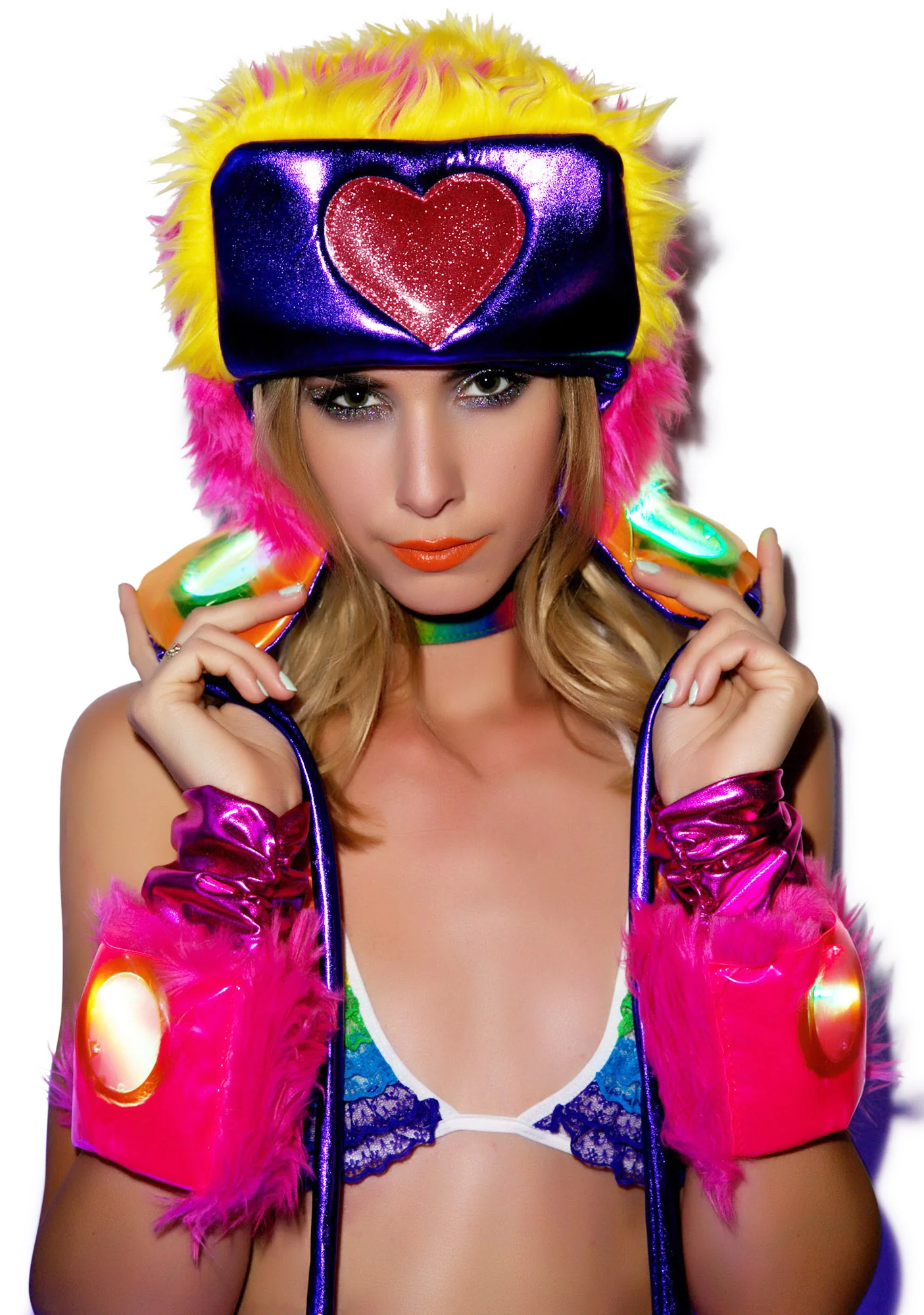 Happy Heart Faux Fur Hat - Image 5