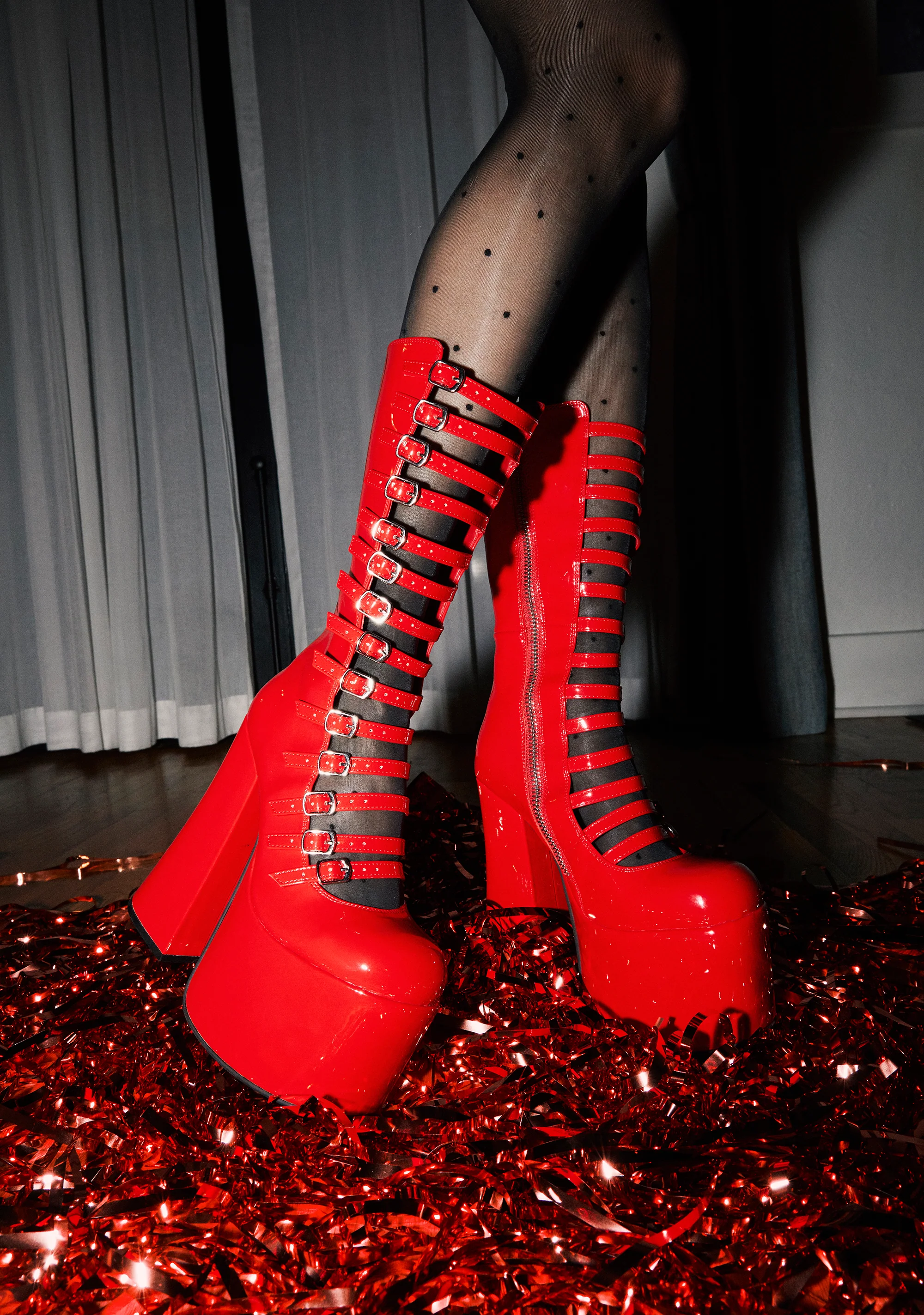 Hardcore Dazzle Platform Boots - Red - Image 5