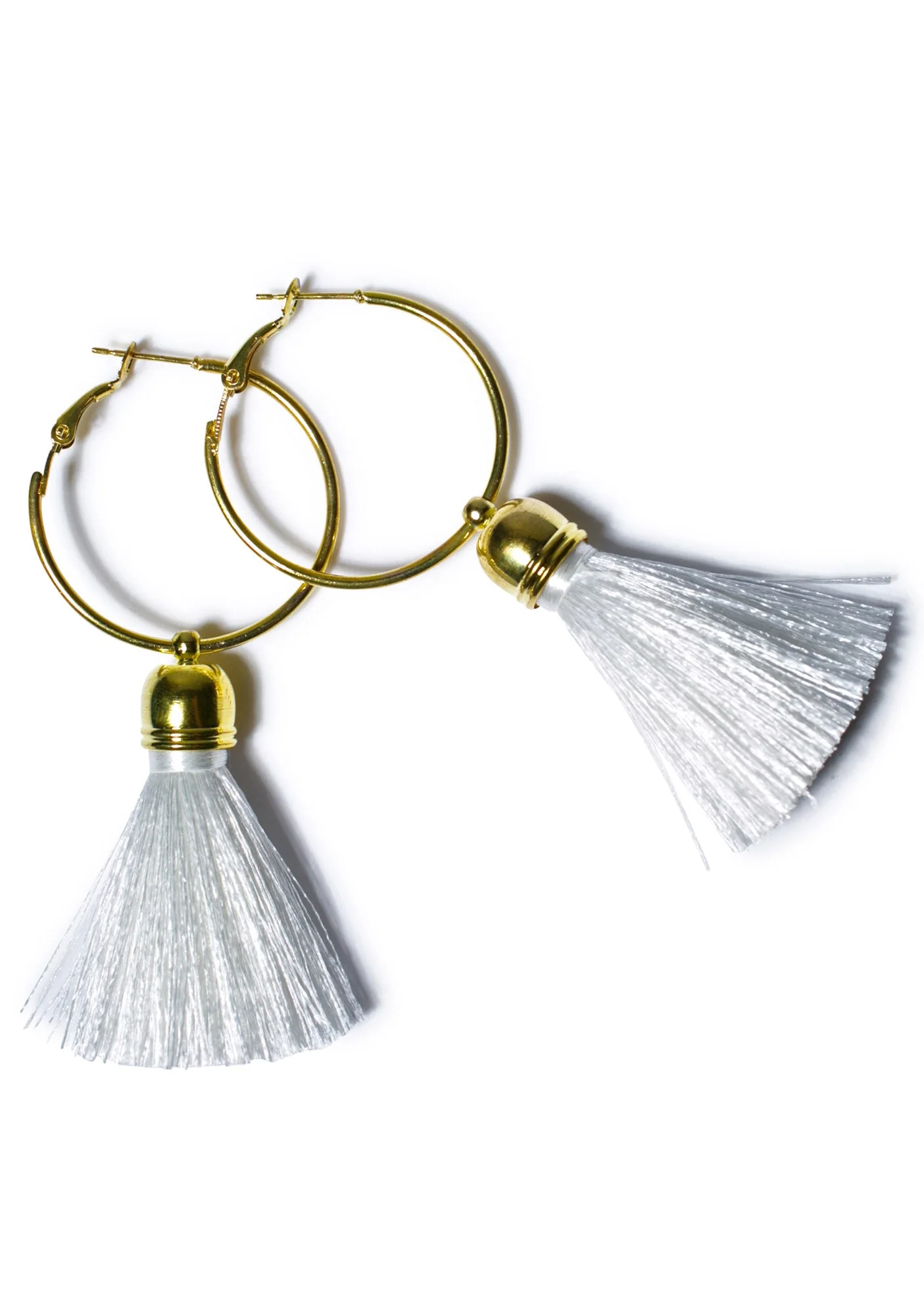 Harper Hoop Tassel Earrings - Light Blue - Image 6