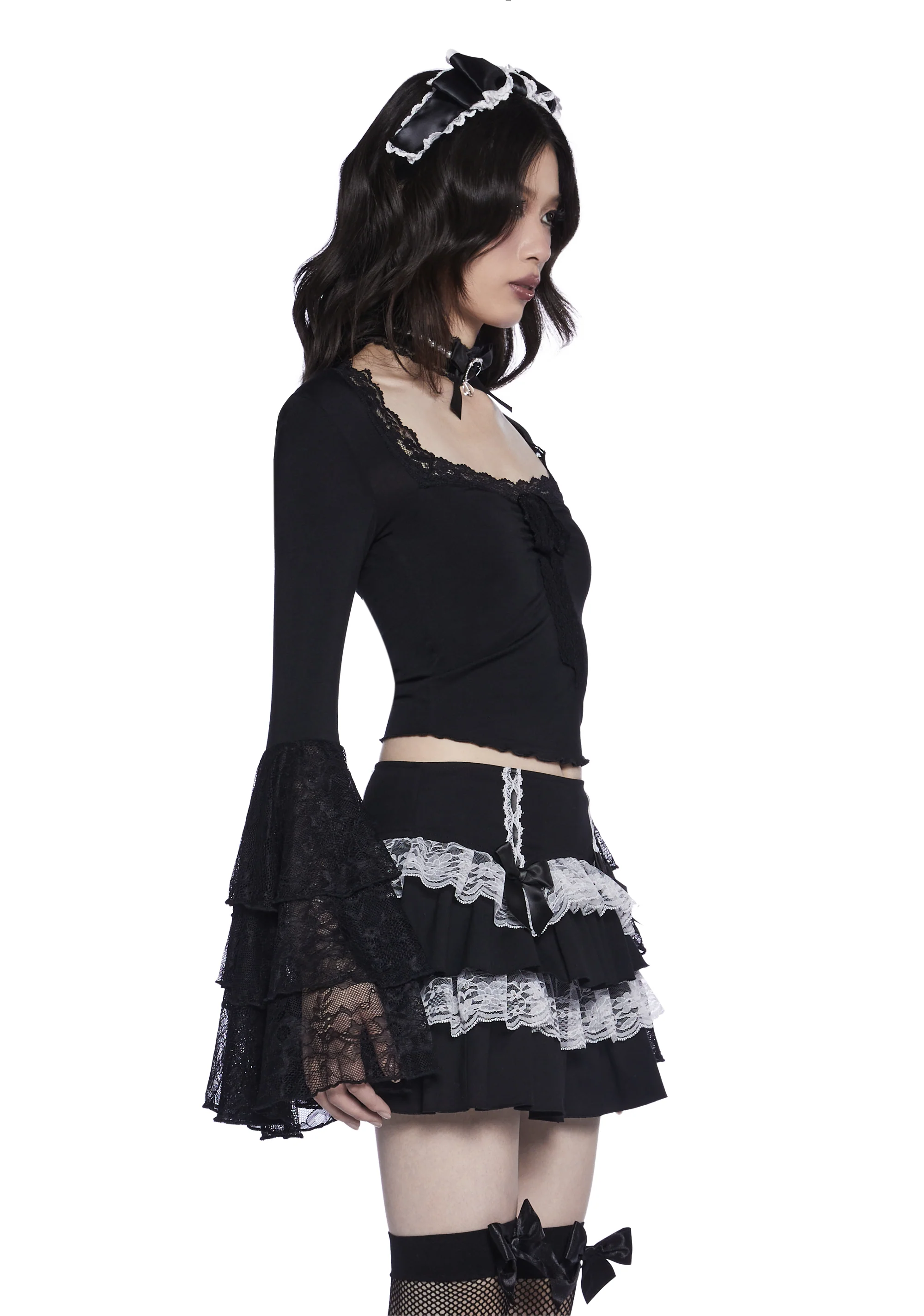 Haunted Grace Long Sleeve Top - Black - Image 3