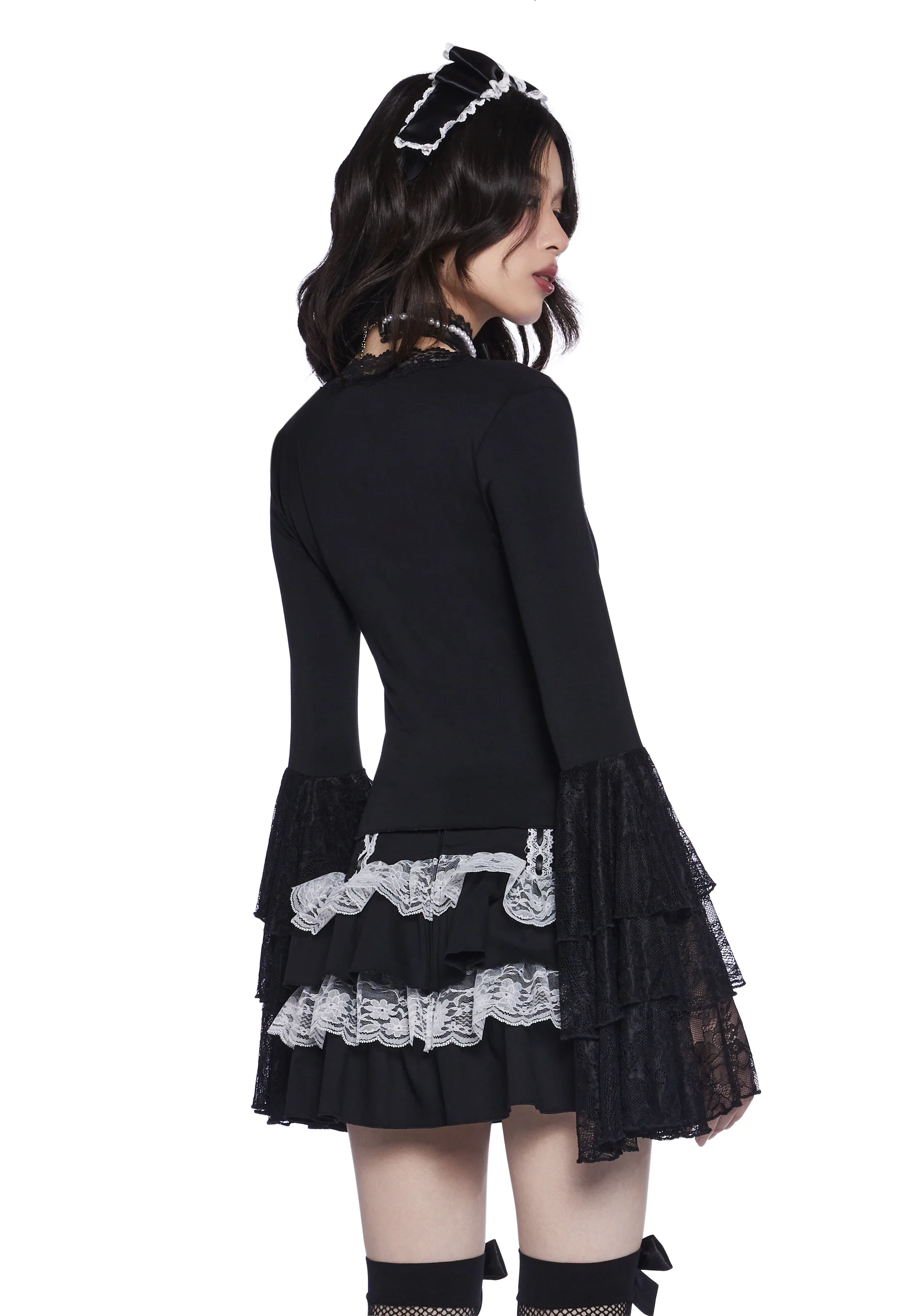 Haunted Grace Long Sleeve Top - Black - Image 4