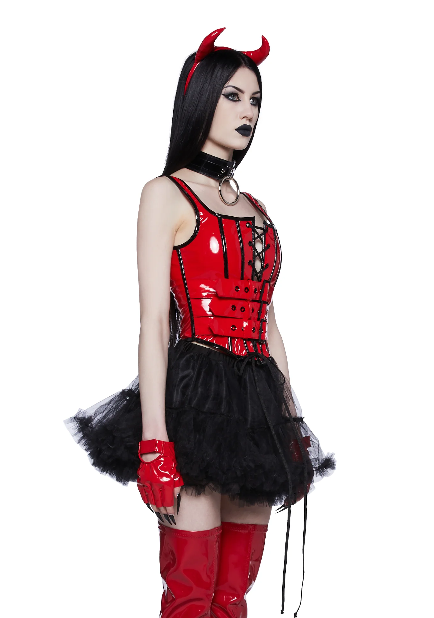 Haunted Shadows Corset Top - Red - Image 3