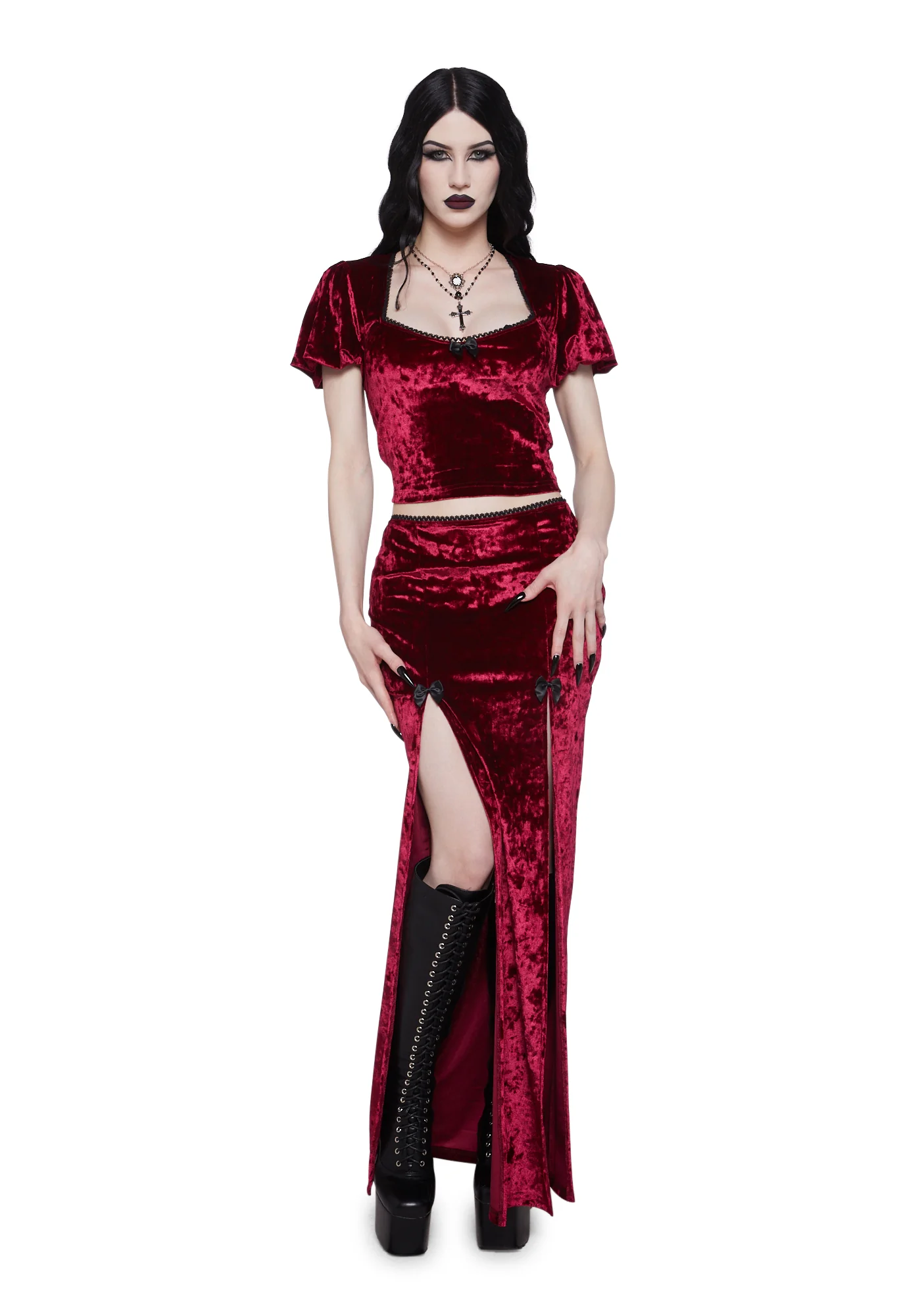 Time Stands Still Velvet Top - Burgundy - Image 5