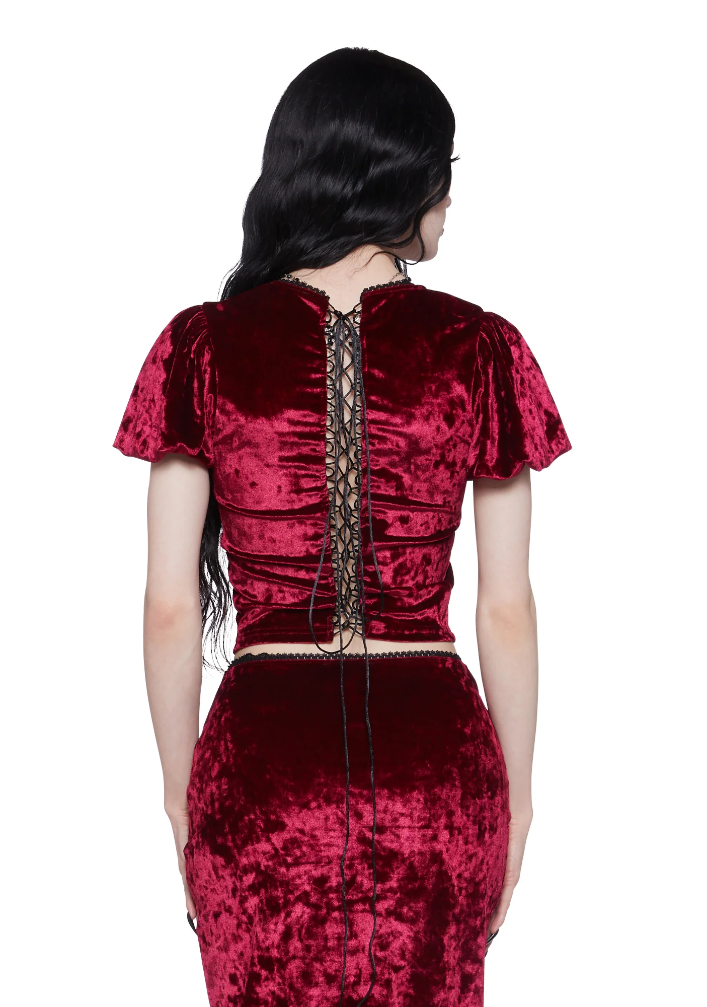 Time Stands Still Velvet Top - Burgundy - Image 6