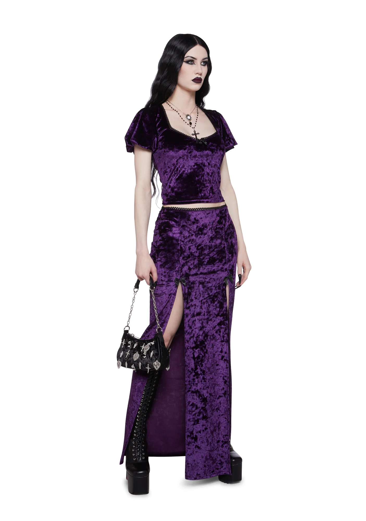 Time Stands Still Velvet Top - Purple - Image 2