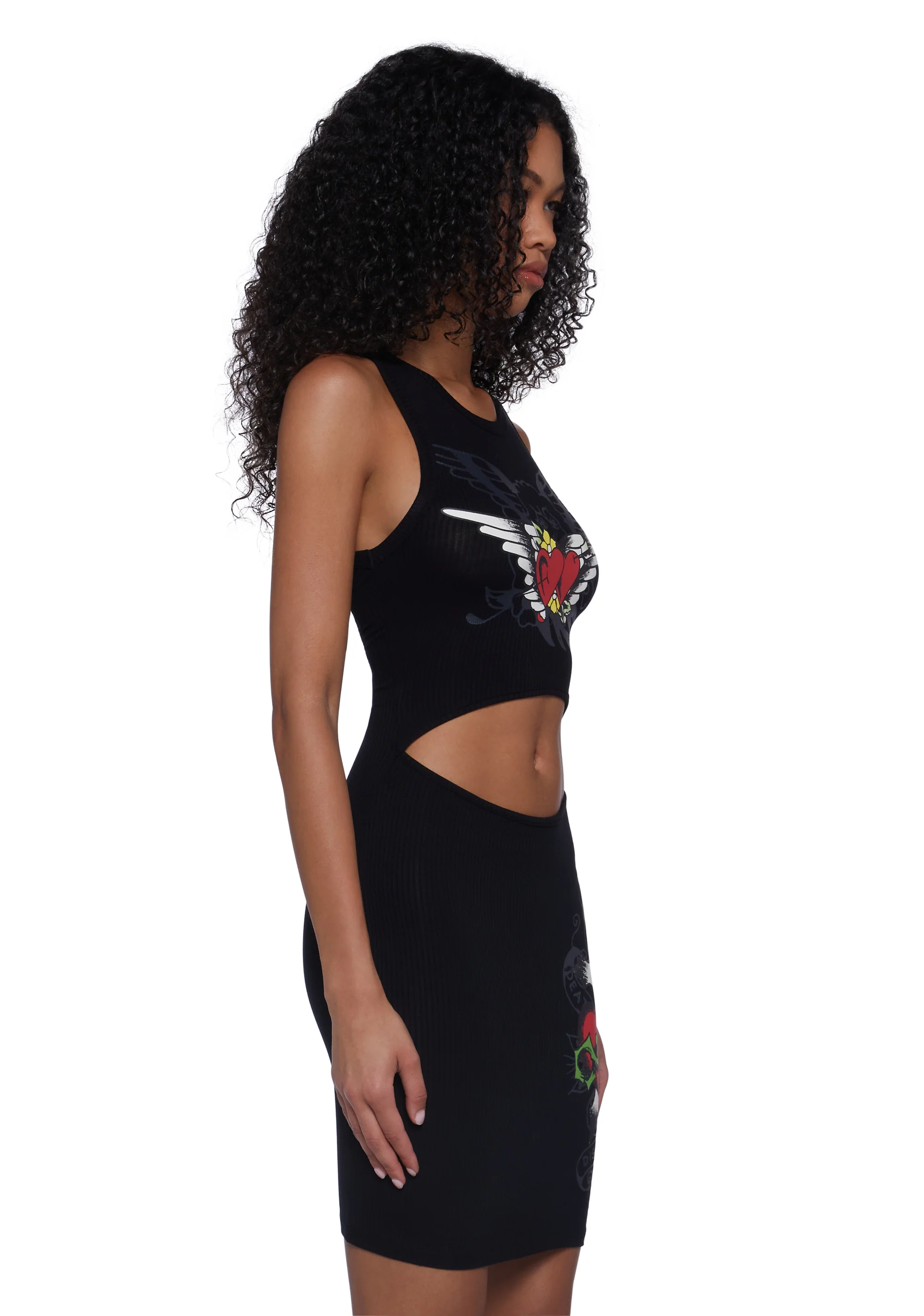 Heart Wings Cut Out Ribbed Dress - Image 3