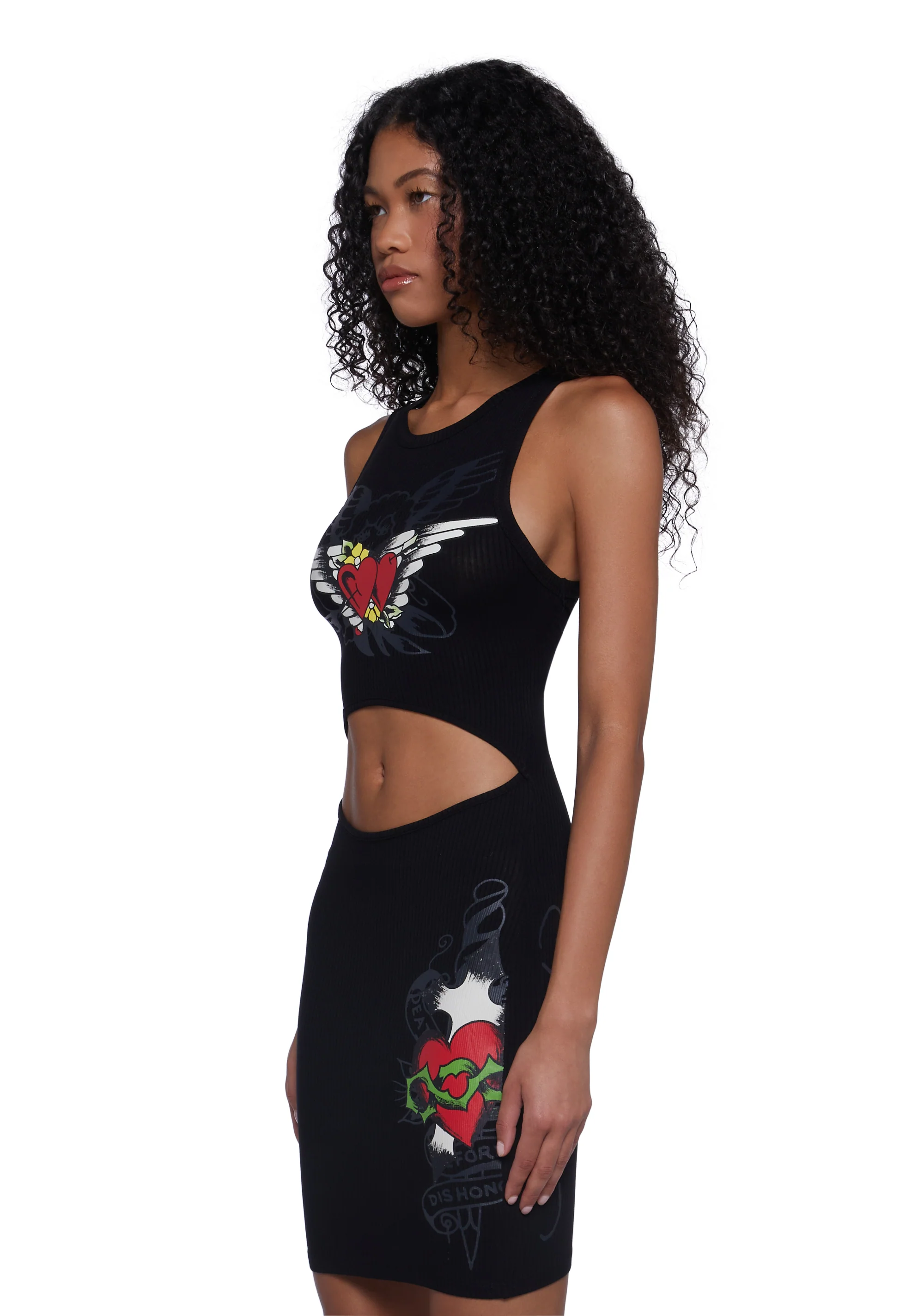 Heart Wings Cut Out Ribbed Dress - Image 5