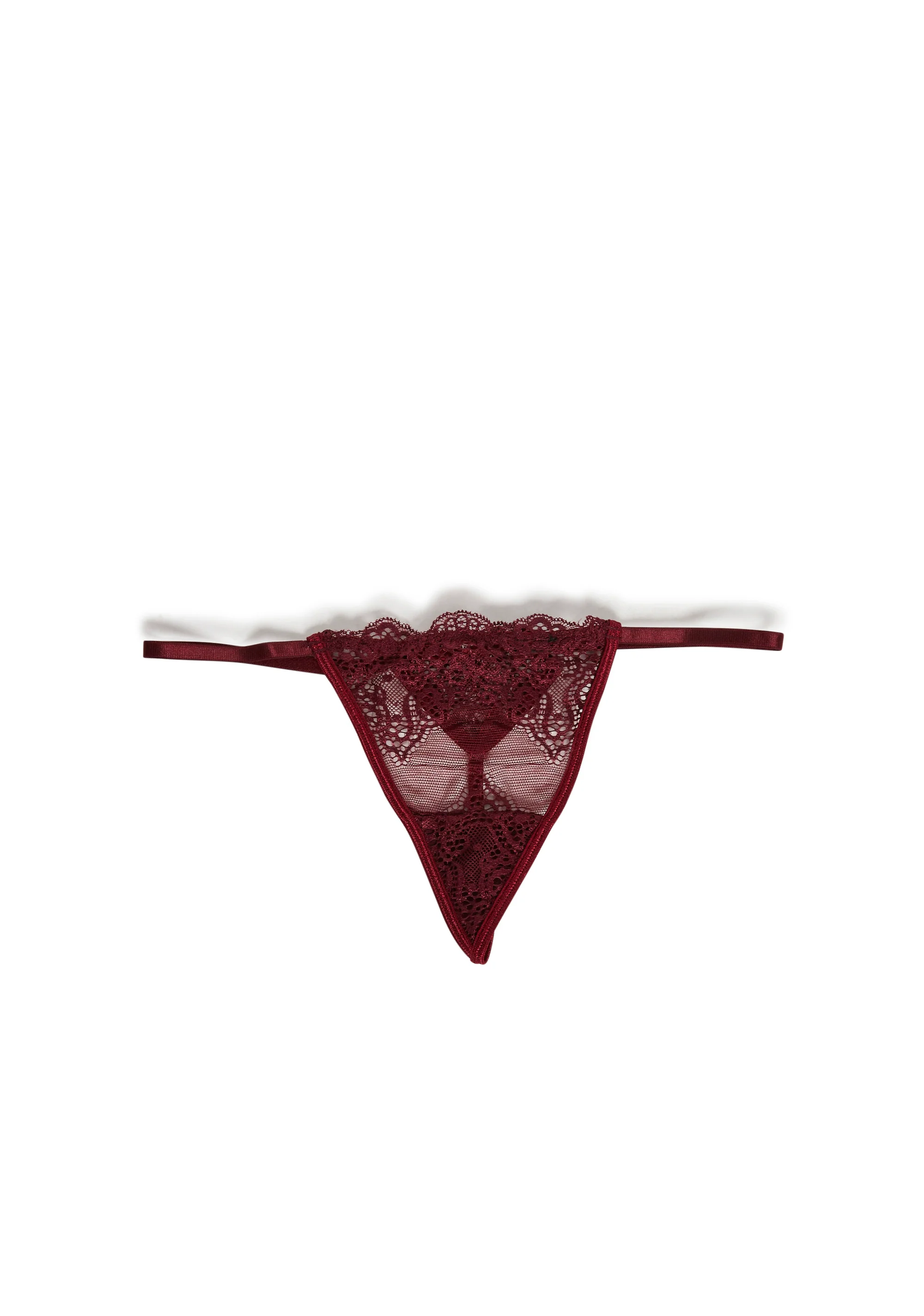 Heartless Lust Lace Thong - Burgundy - Image 6