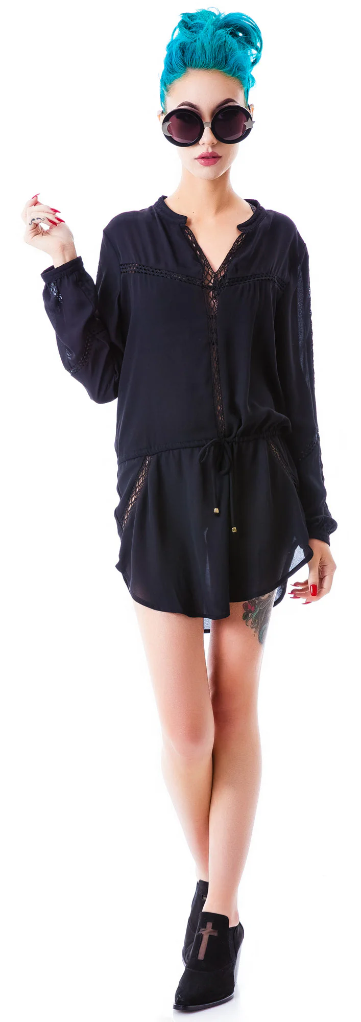 Heather Tunic Top - Black - Image 4