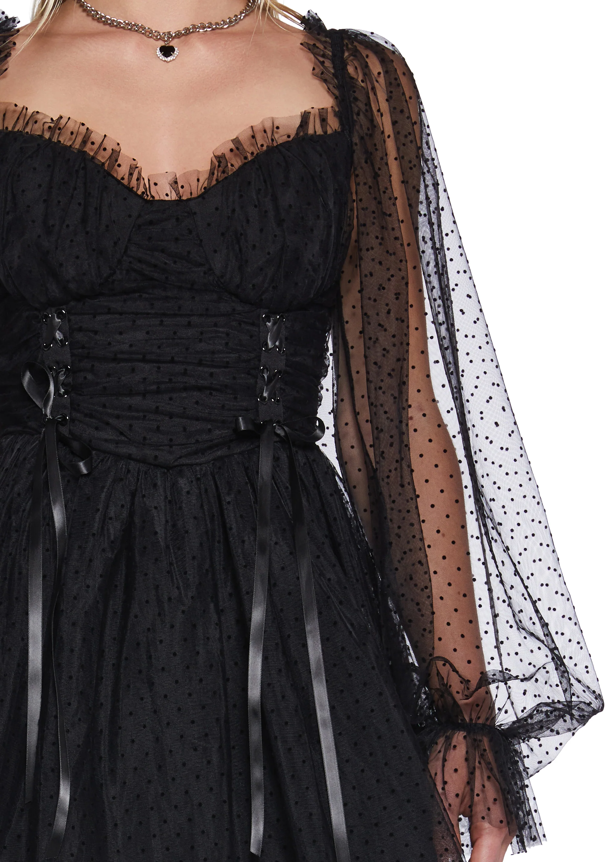Heavenly Affair Babydoll Dress - Black Swiss Dot - Image 5