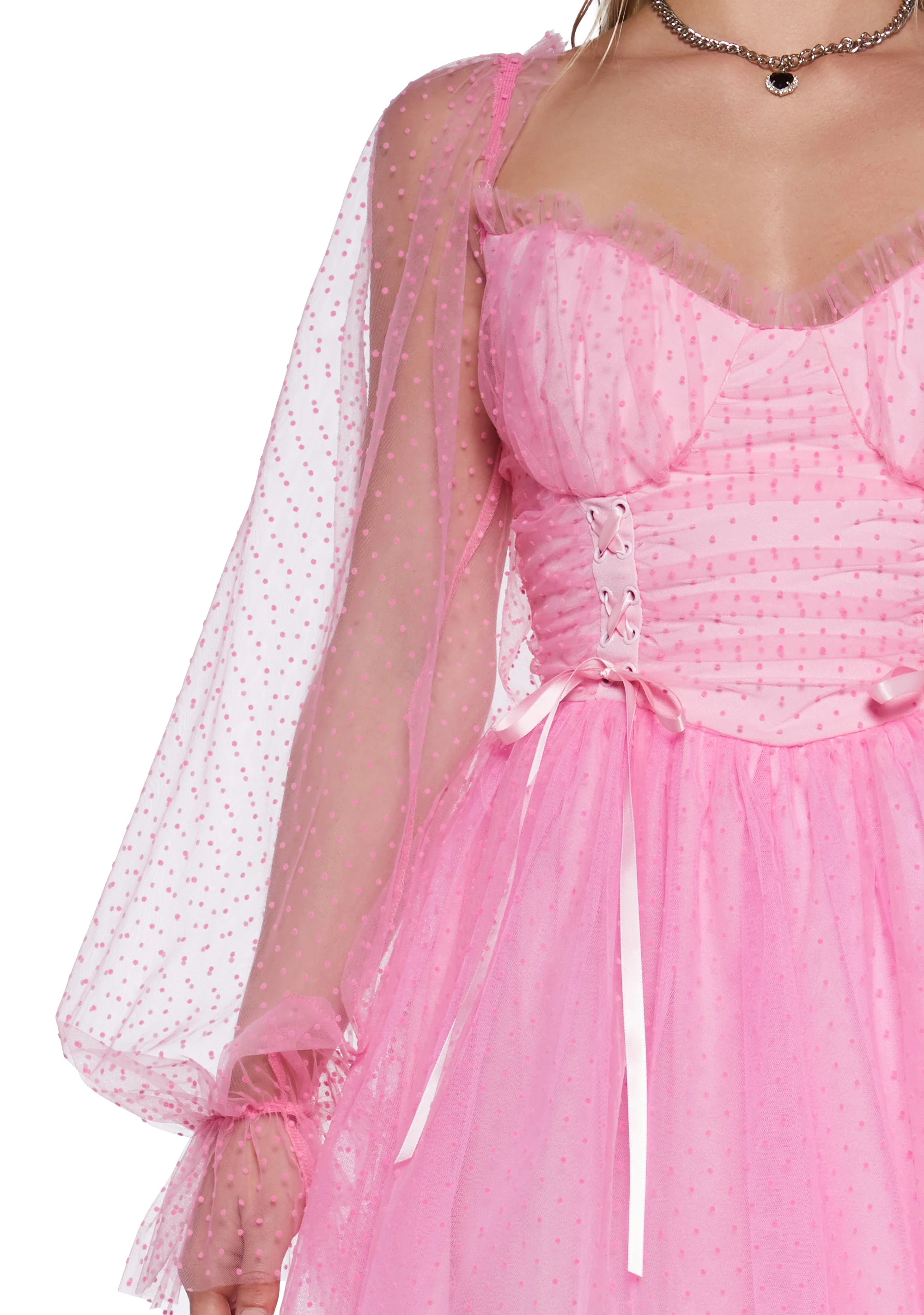 Heavenly Affair Babydoll Dress - Pink Swiss Dot - Image 5