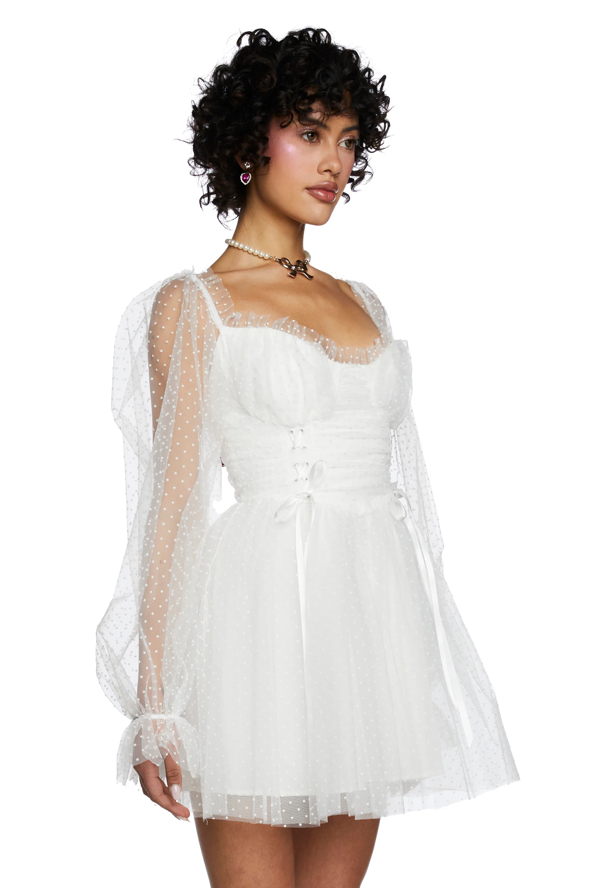 Heavenly Affair Babydoll Dress - White - Image 3