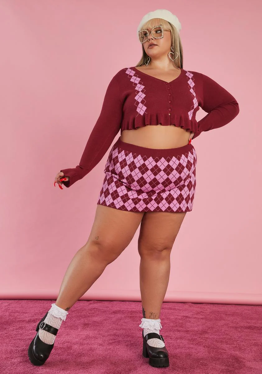 Plus Morning Musings Argyle Mini Skirt - Image 3