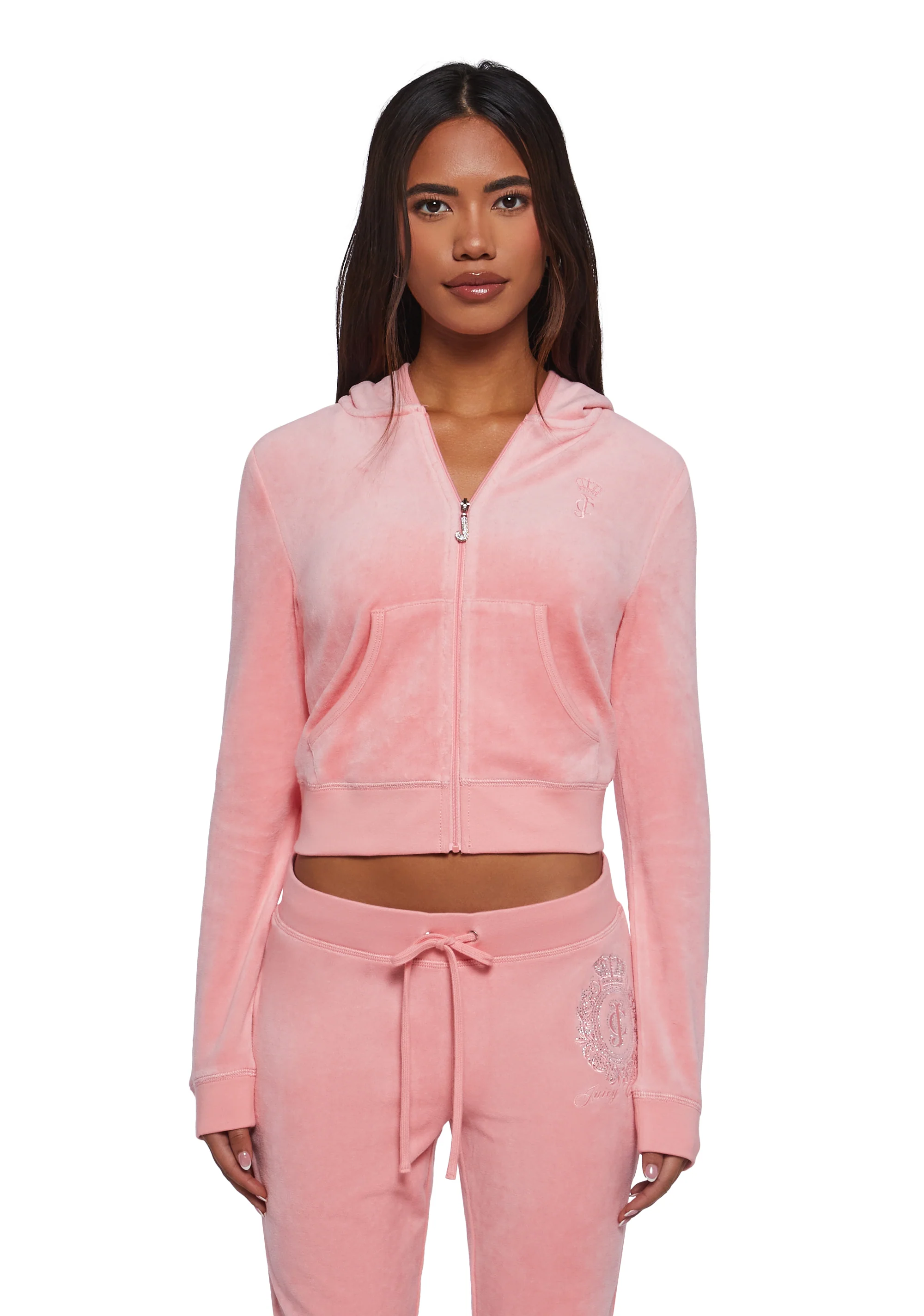 Crown Heritage Cotton Velour Hoodie - Pink - Image 4