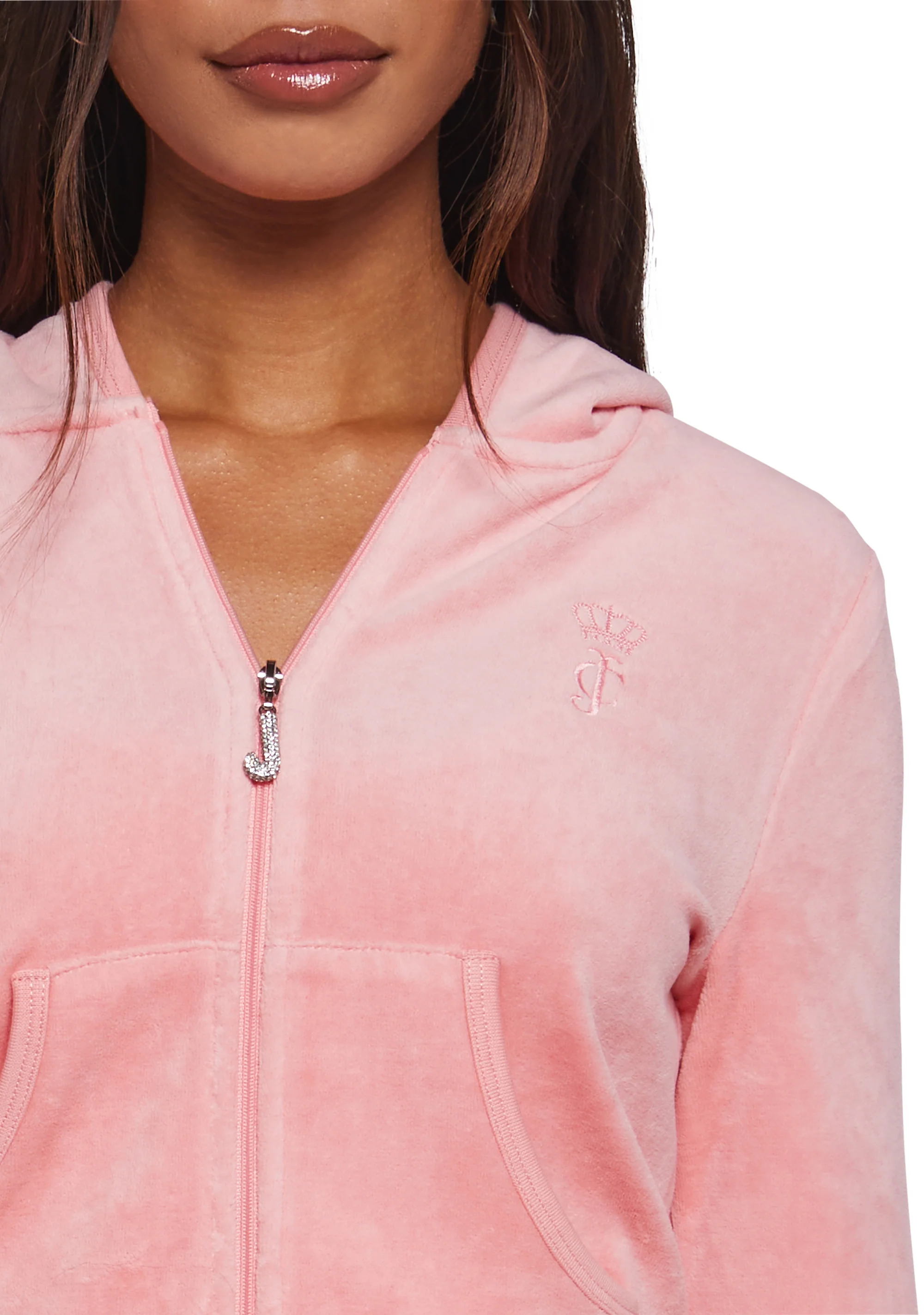 Crown Heritage Cotton Velour Hoodie - Pink - Image 7