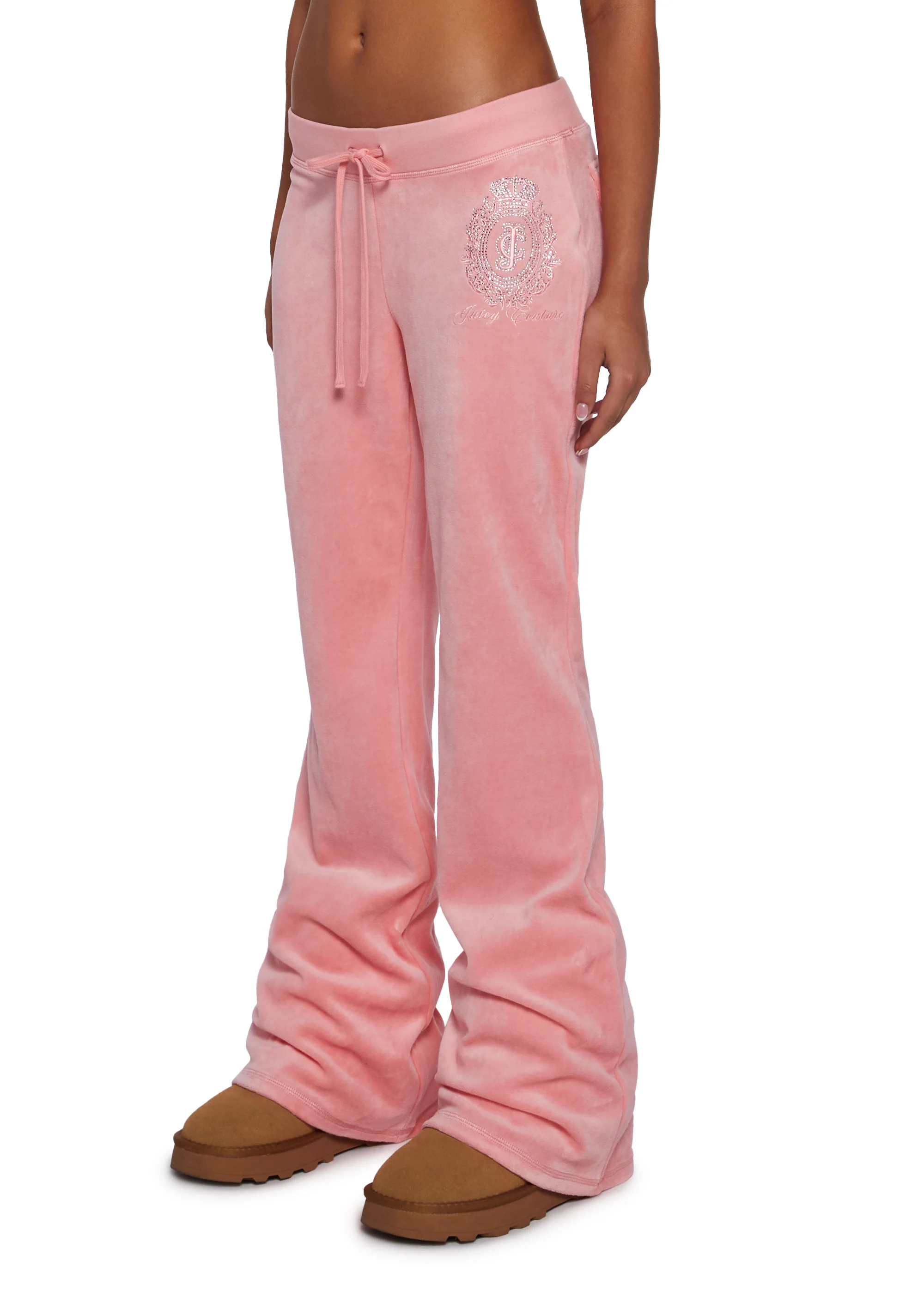Crown Heritage Cotton Velour Track Pants - Pink - Image 5