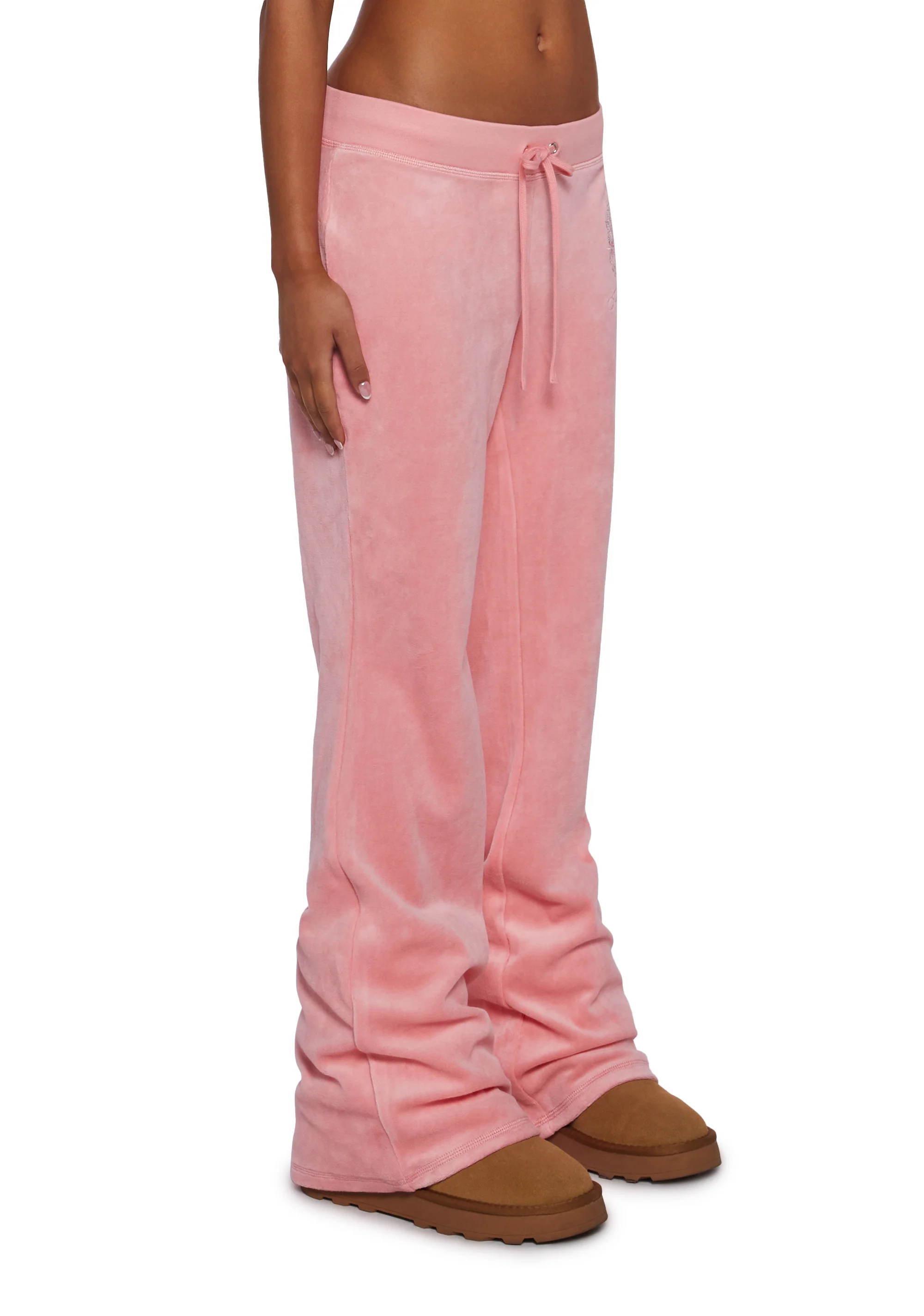 Crown Heritage Cotton Velour Track Pants - Pink - Image 7