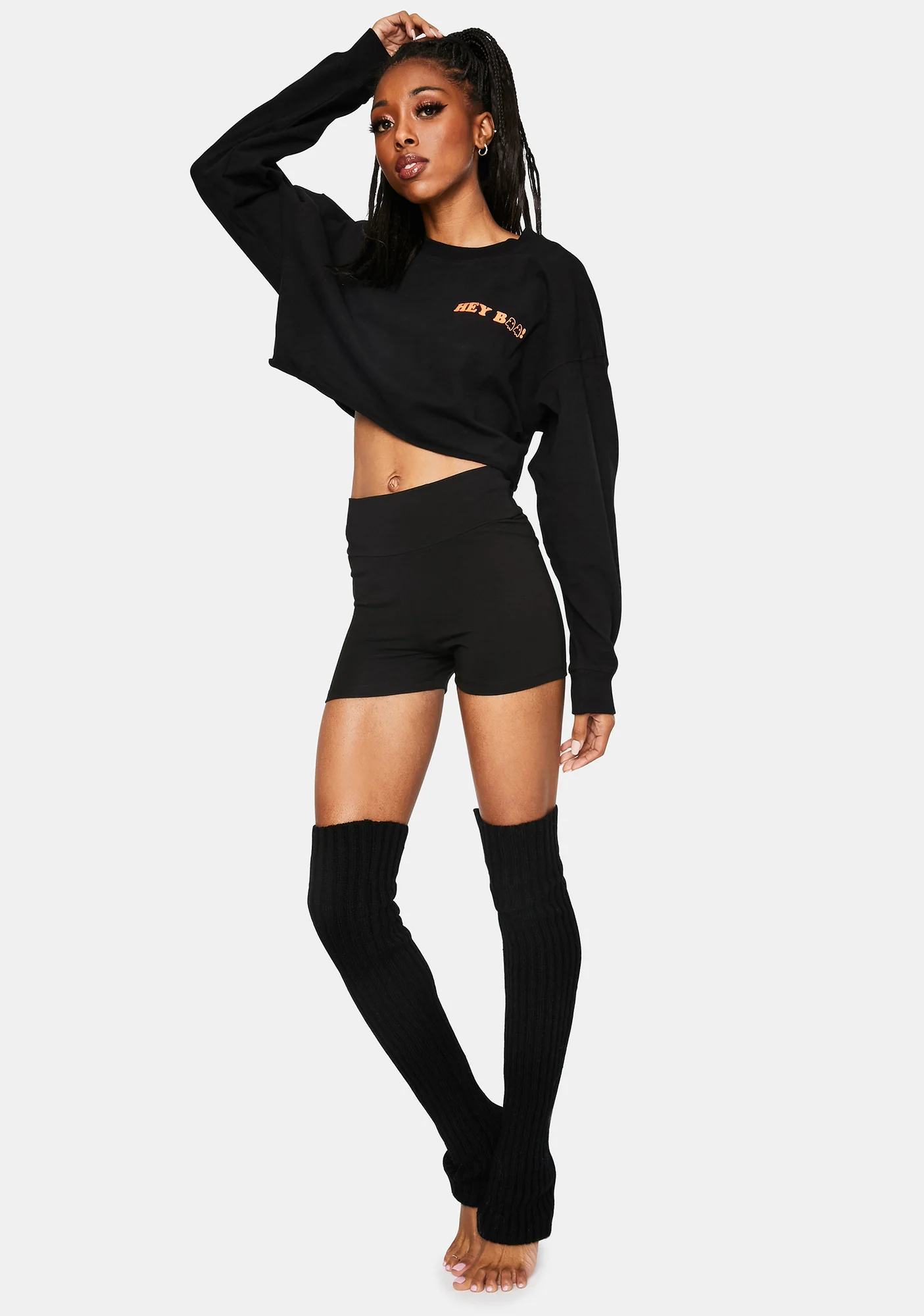 Hey Boo Cropped Crewneck Sweatshirt - Image 3