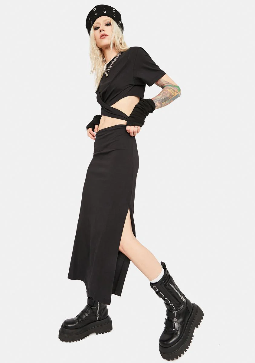 Hidden Cutout Midi Dress - Image 3