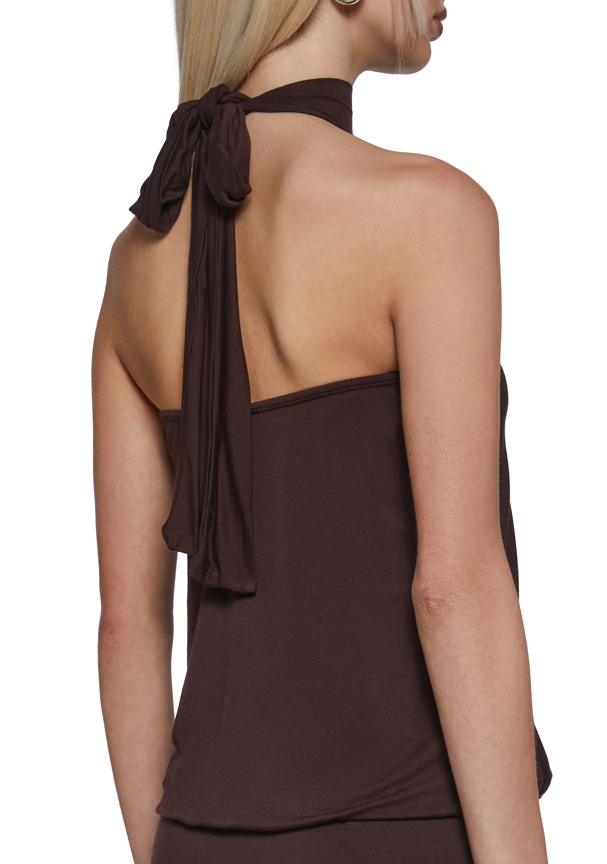 Club Moves Halter Dress - Brown - Image 5