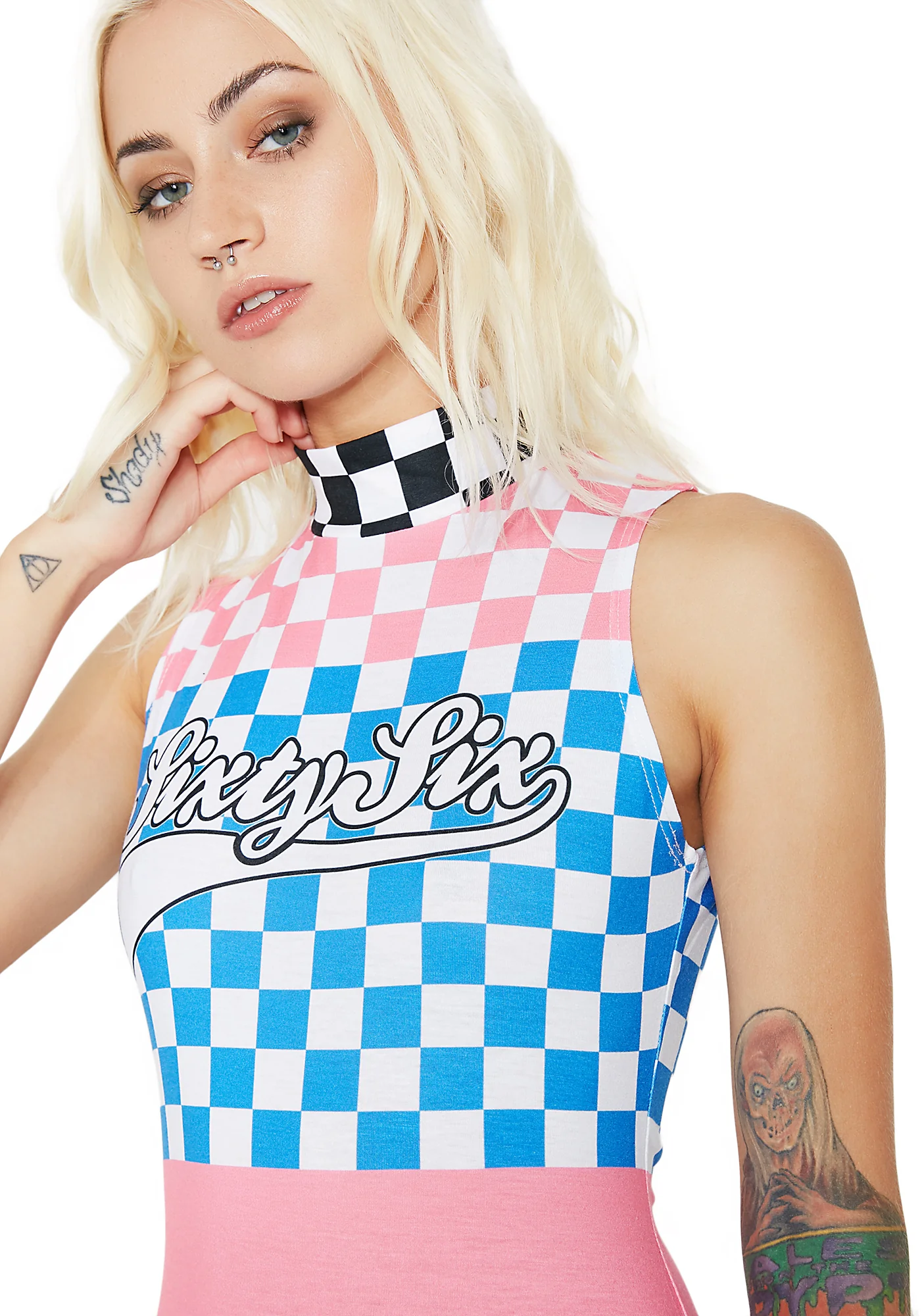 High Neck Sleeveless Mini Dress - Image 3