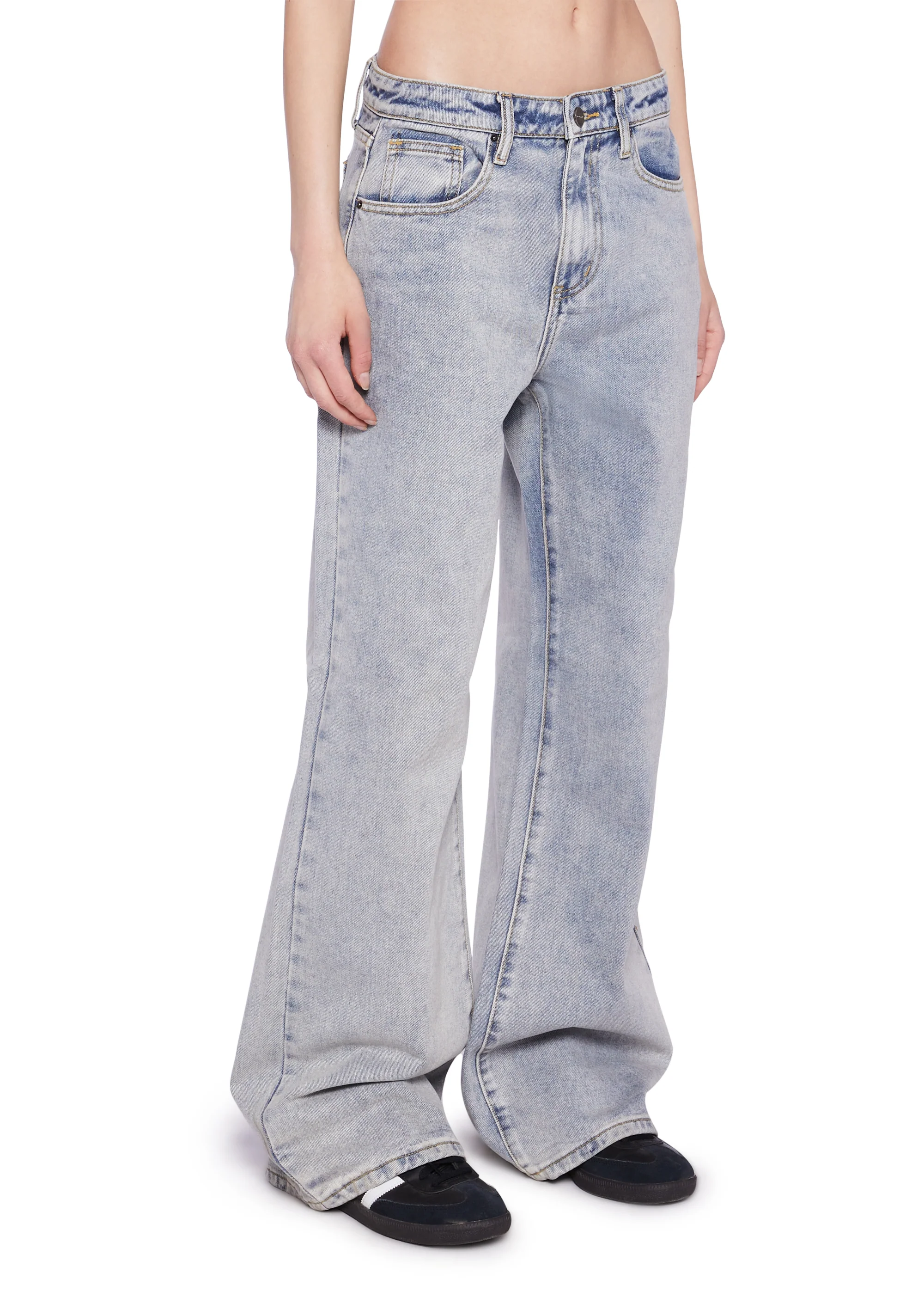 High Rise Wide Leg Palazzo Denim Jeans - Image 4