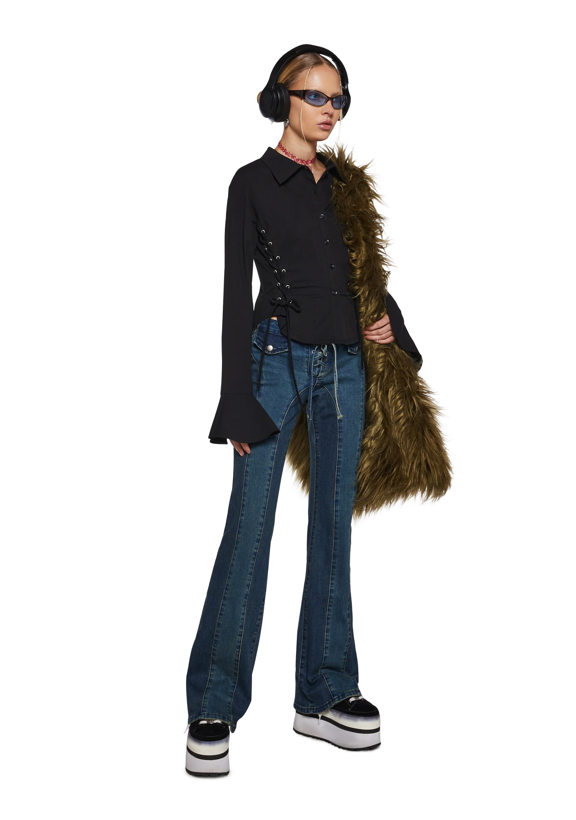 Hillside Sweetheart Denim Flare Pants - Image 2