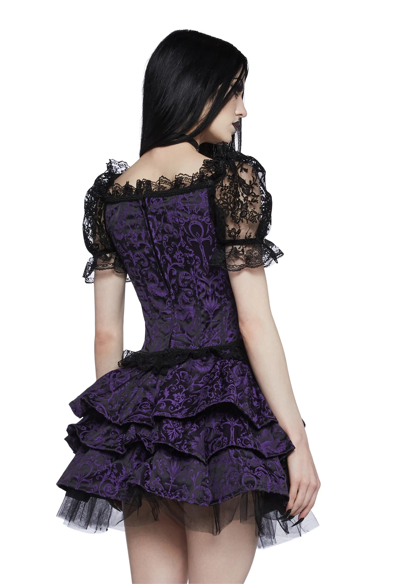 Hit The Ground Brocade Corset - Purple - Image 4
