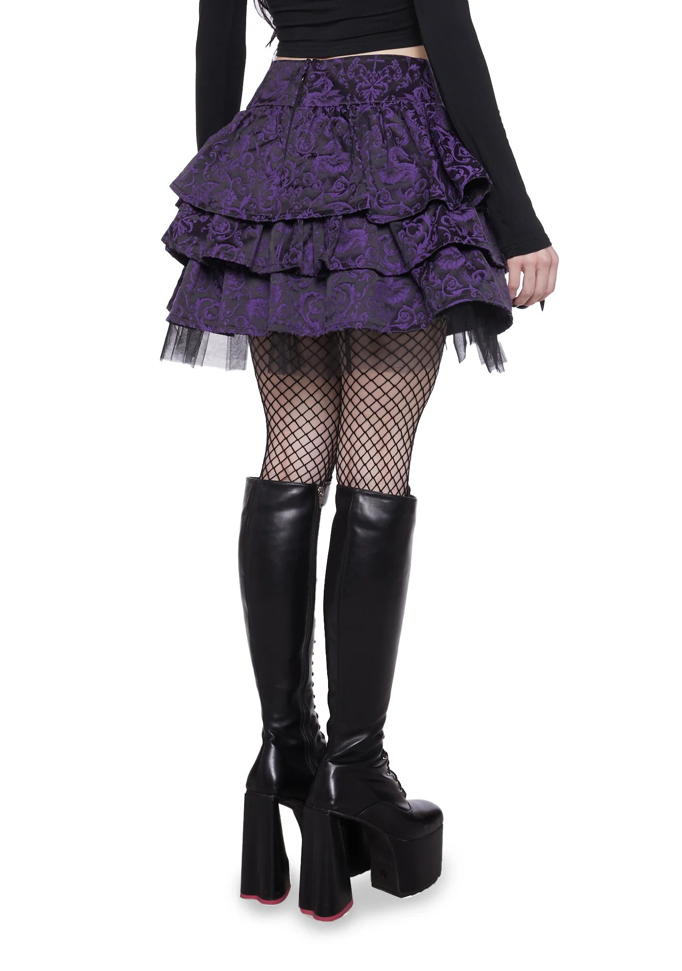 Hit The Ground Brocade Mini Skirt - Purple - Image 4