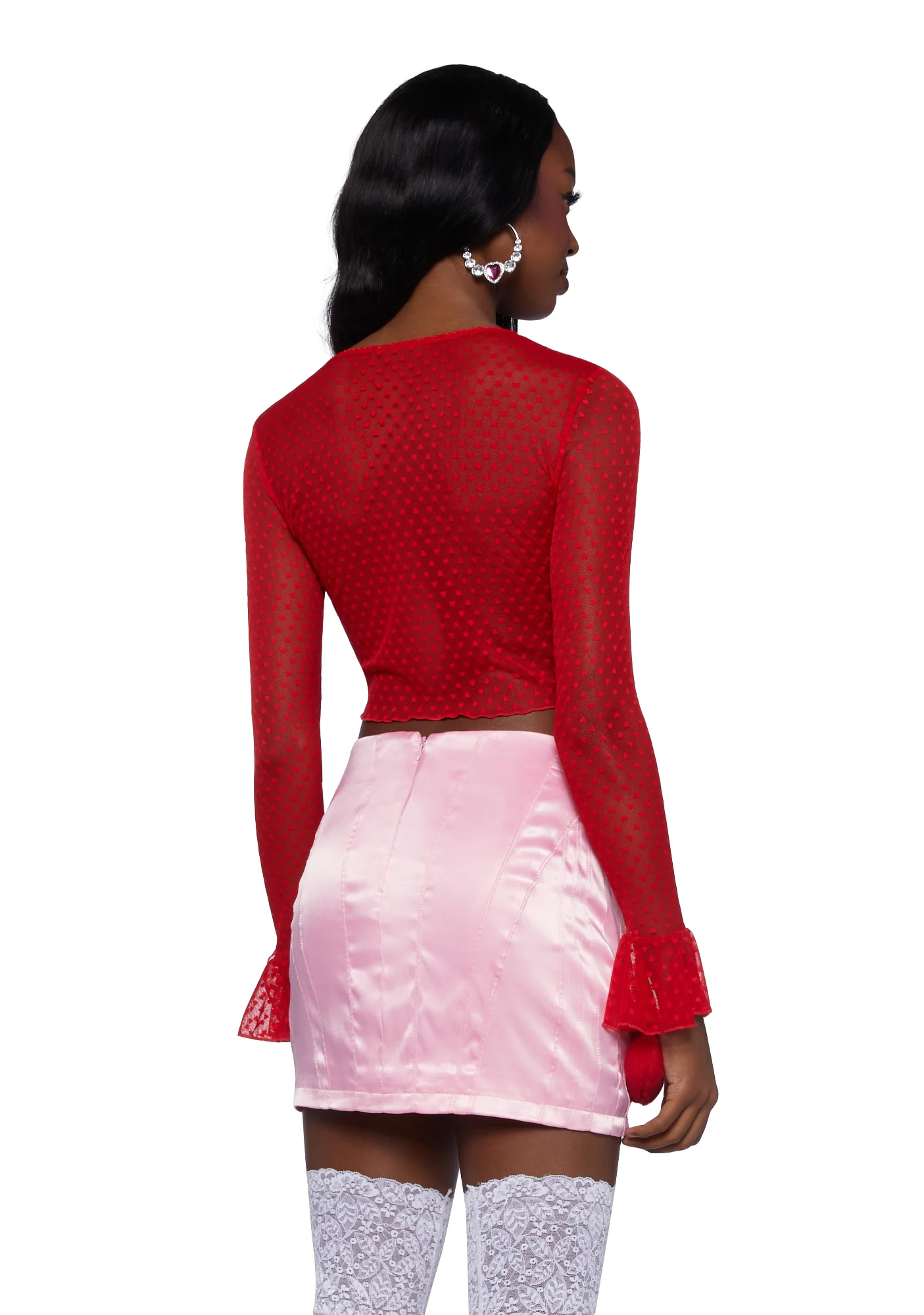 Hold My Heart Long Sleeve Top - Red - Image 4