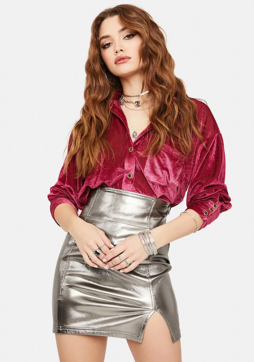 Holding Onto A Dream Metallic Mini Skirt - Image 2