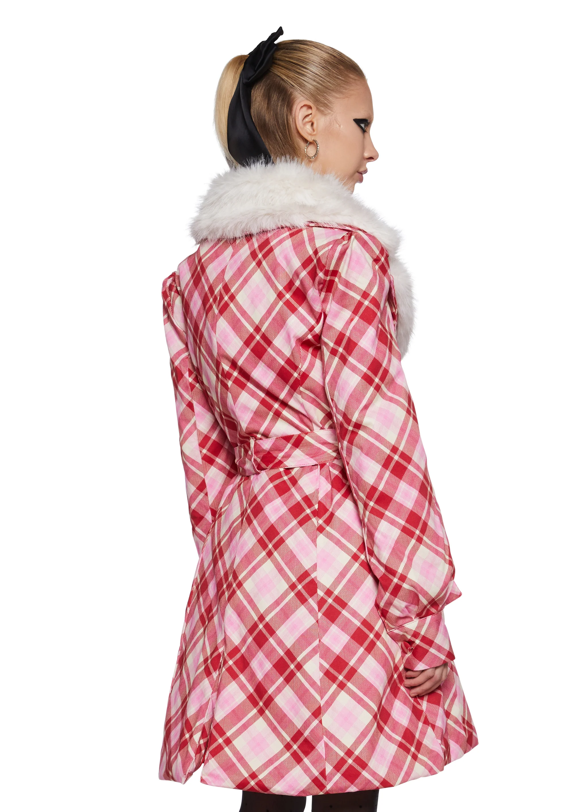 Holiday Party Plaid Trench Coat - Image 4