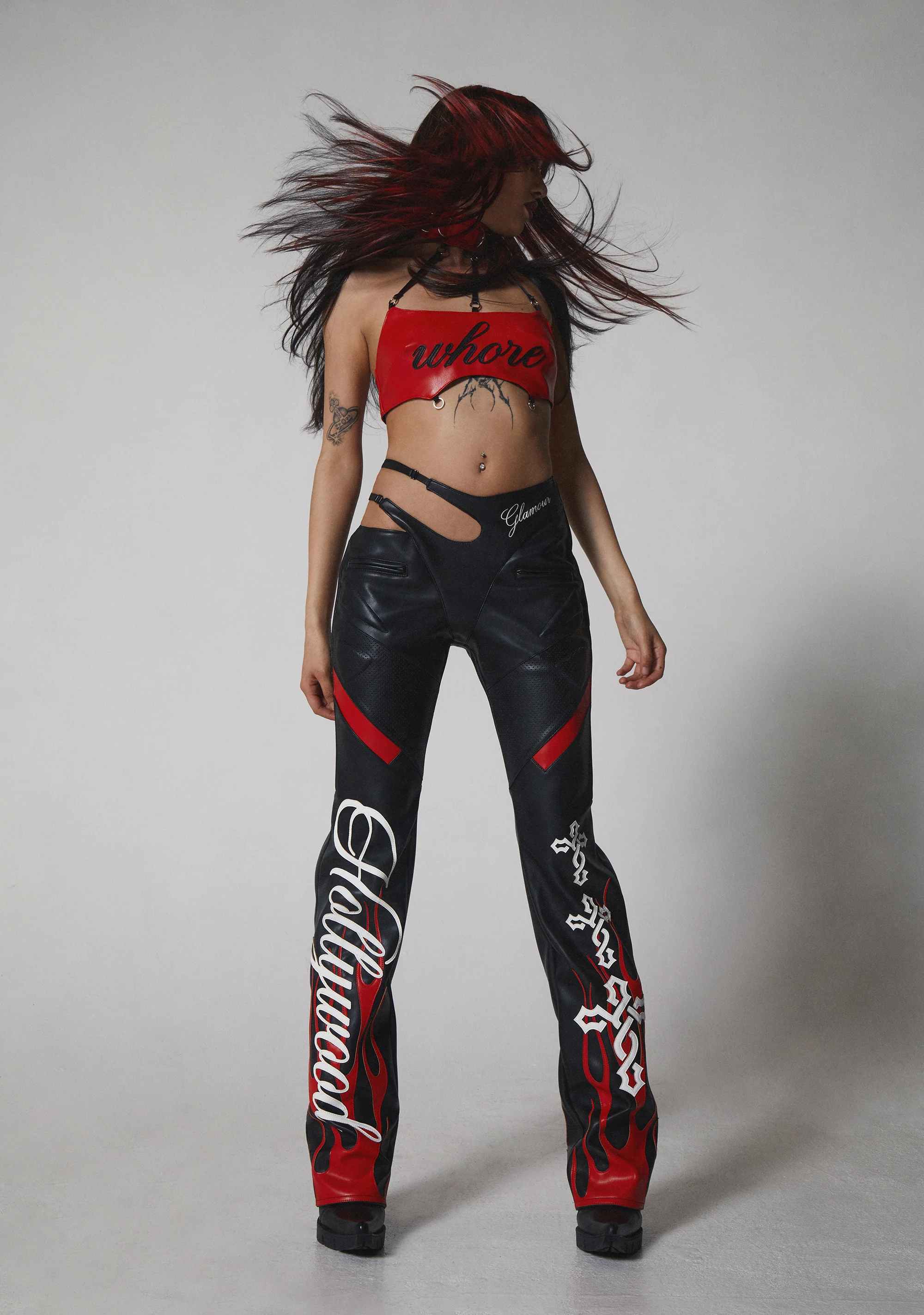 Hollywood Asymmetric Moto Trousers - Black - Image 7