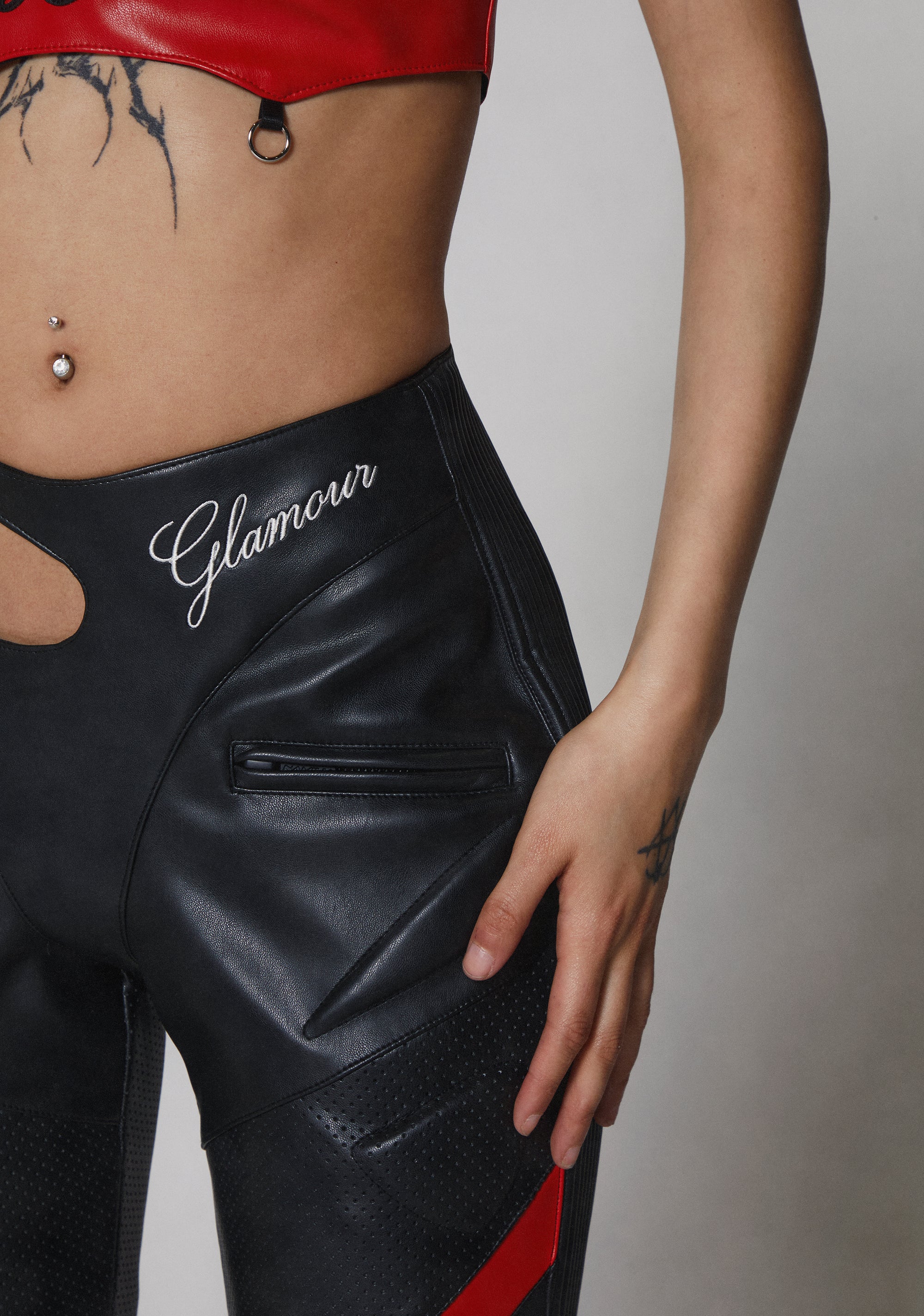 Hollywood Asymmetric Moto Trousers - Black - Image 8