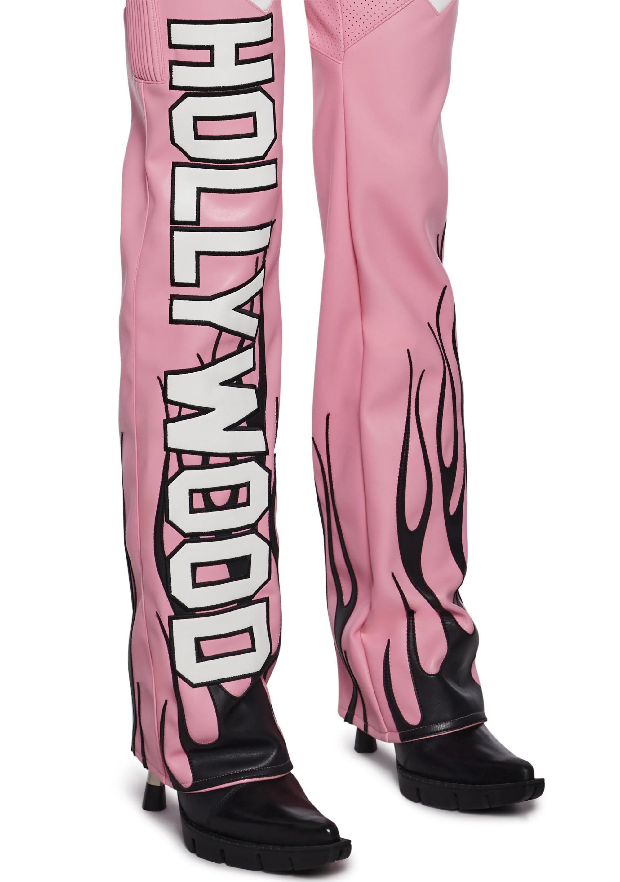 Hollywood Asymmetric Moto Trousers - Pink - Image 6