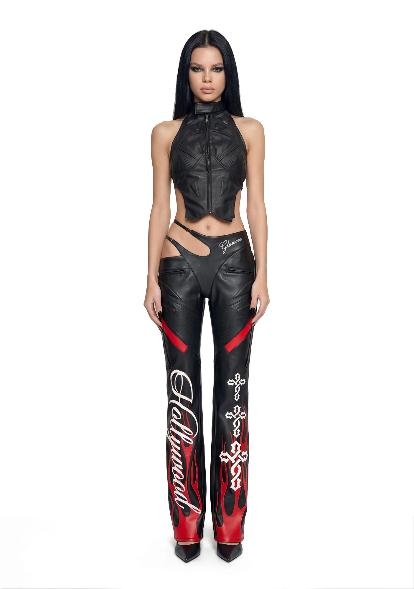 Hollywood Asymmetrical Moto Trousers - Black - Image 2
