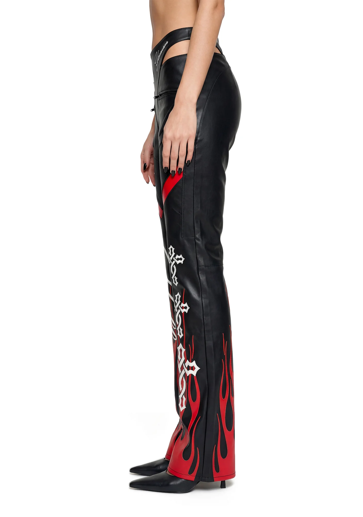 Hollywood Asymmetrical Moto Trousers - Black - Image 4