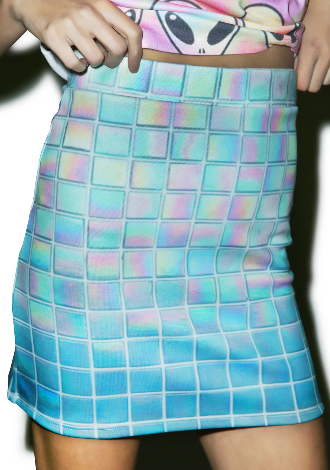 Hologram Grid Pencil Skirt - Image 11