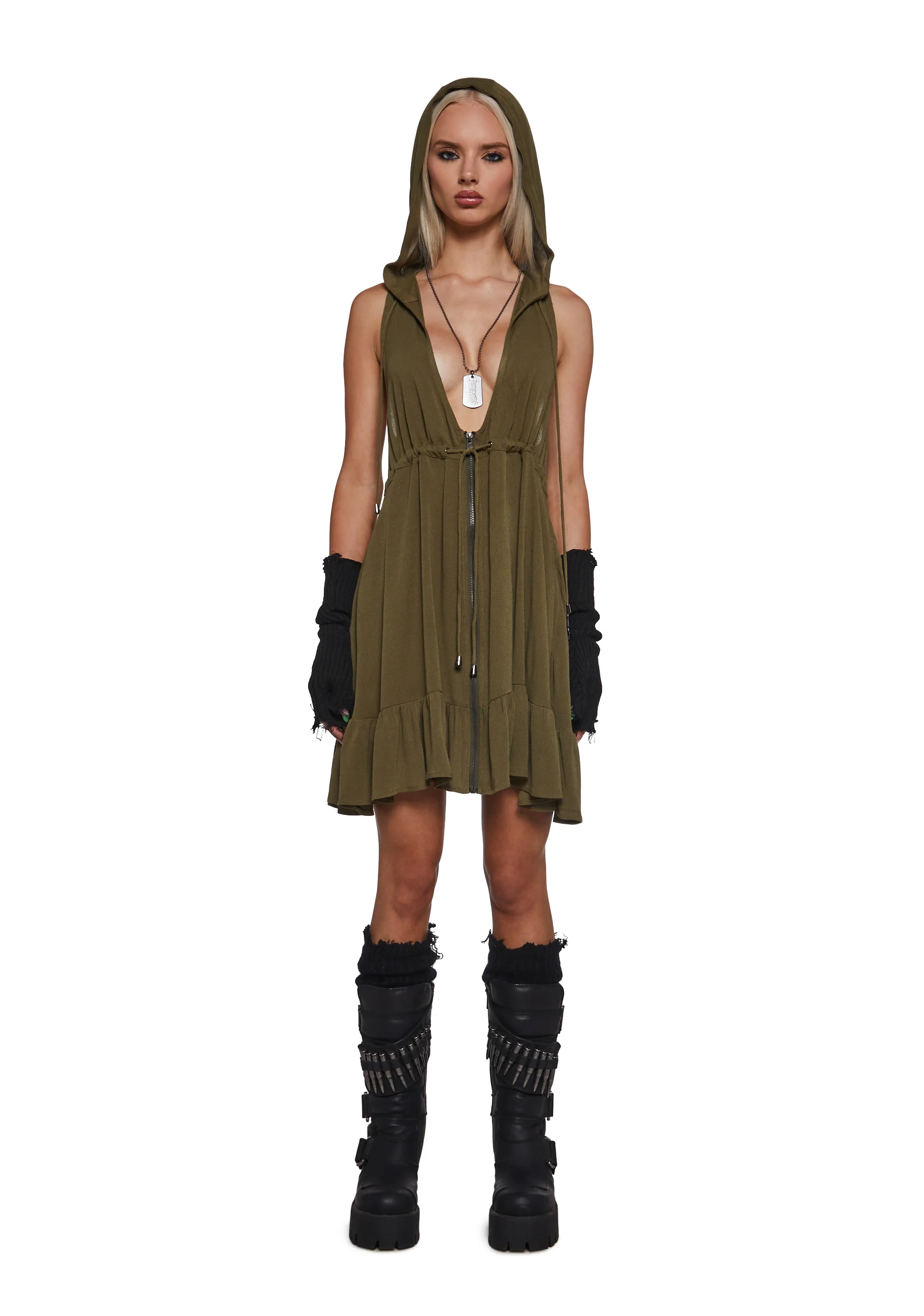 Outro Hooded Woven Dress - Image 2