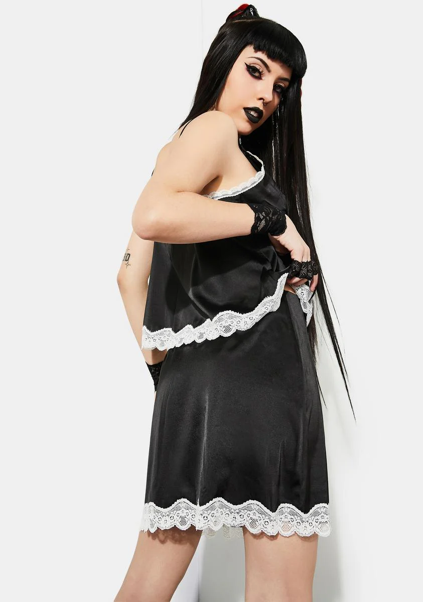 Hot As The Devil Satin Mini Skirt - Image 4