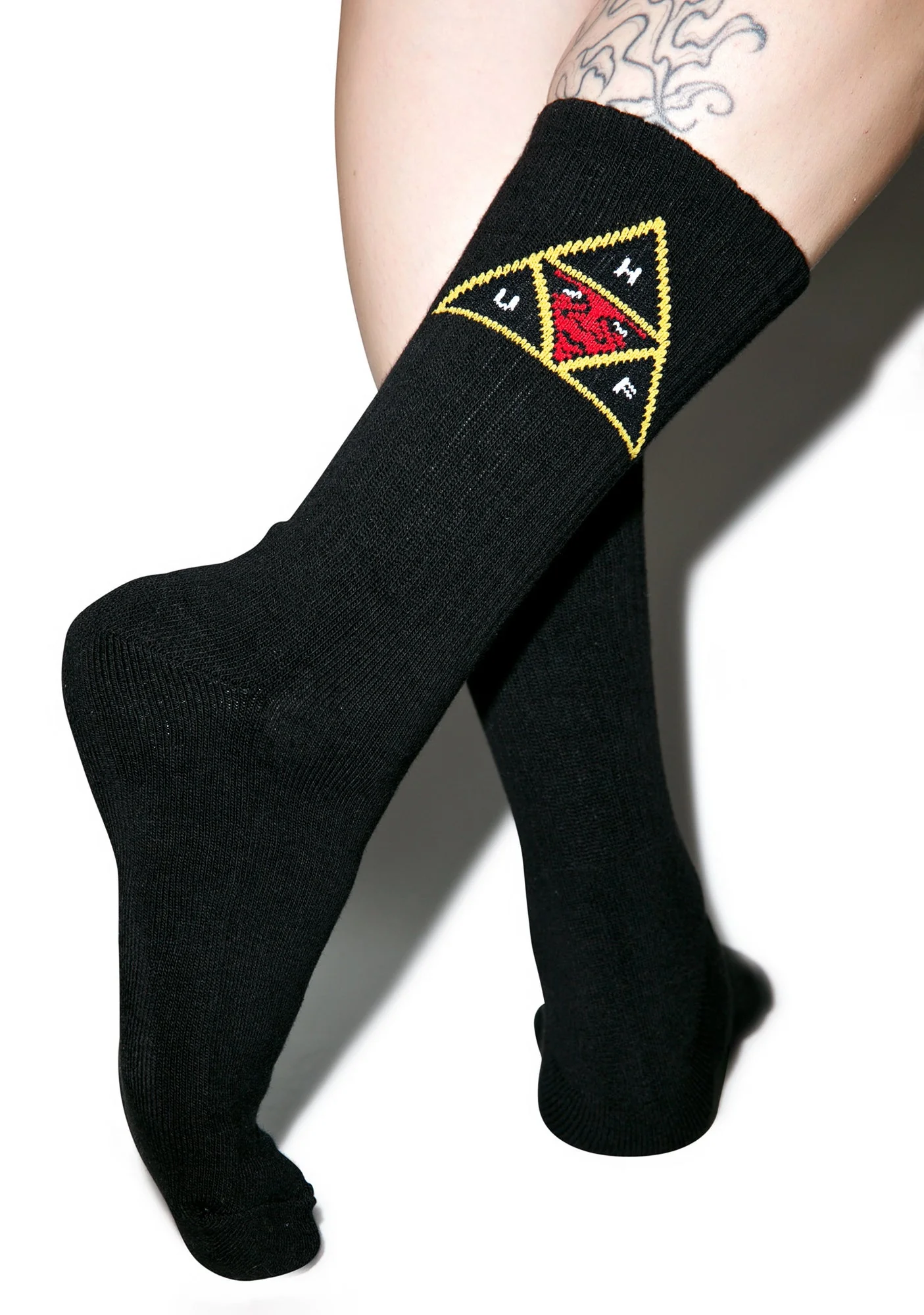 HUF X Obey Crew Socks - Black - Image 7