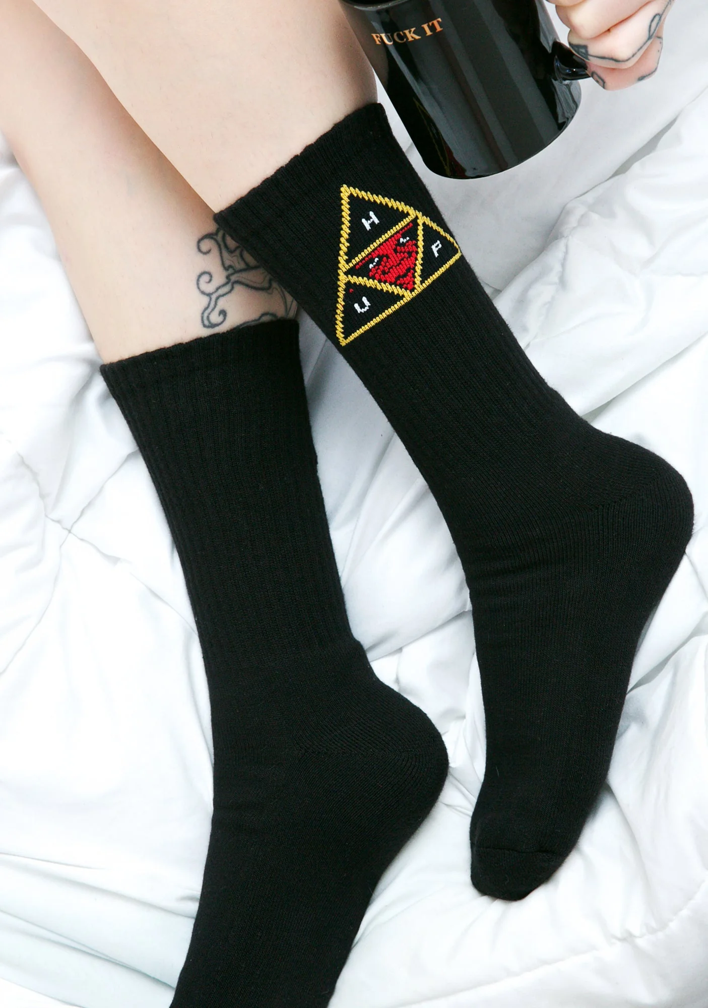 HUF X Obey Crew Socks - Black - Image 8