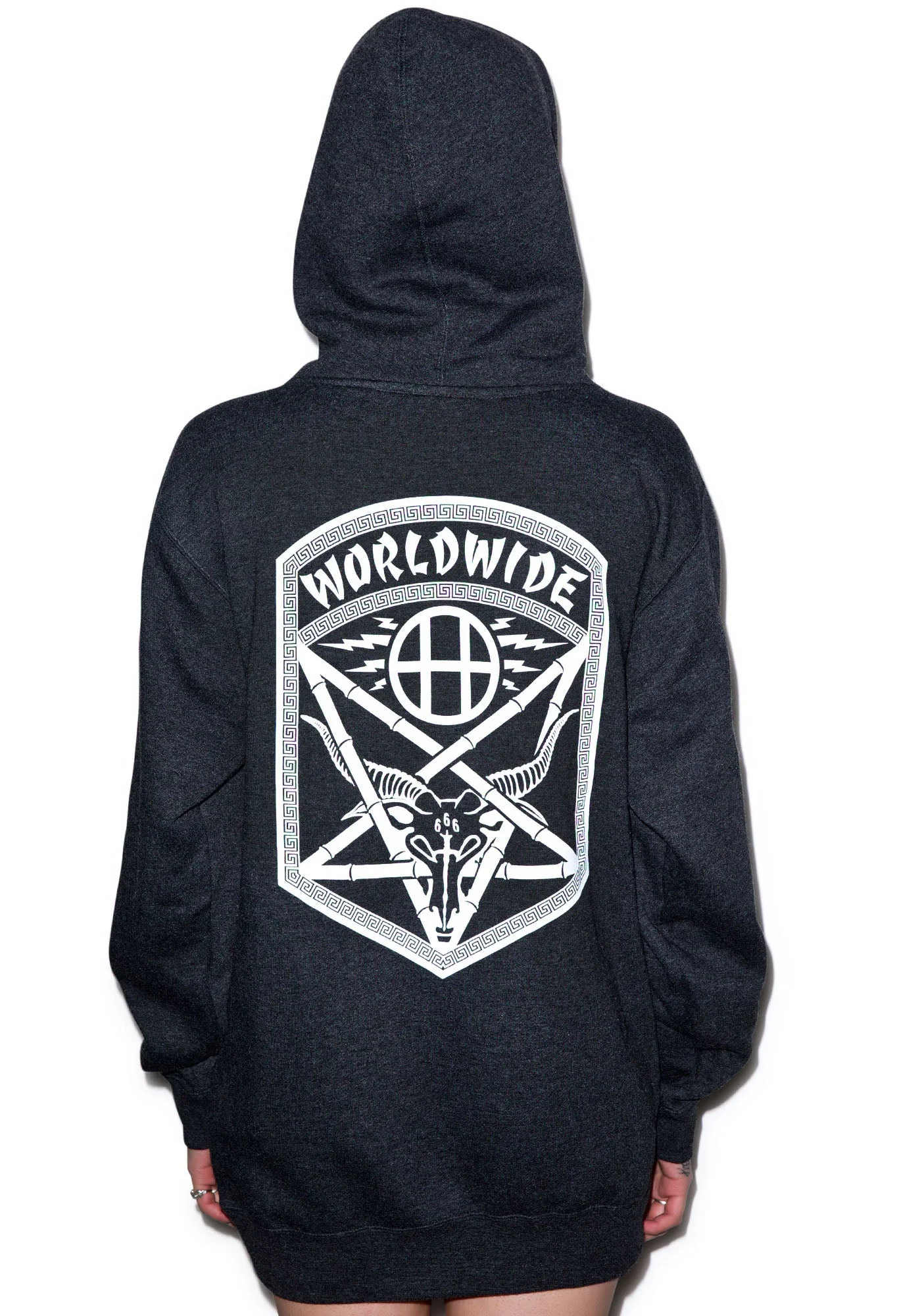 HUF X Thrasher Asia Tour Pullover Hoodie - Light Gray - Image 5