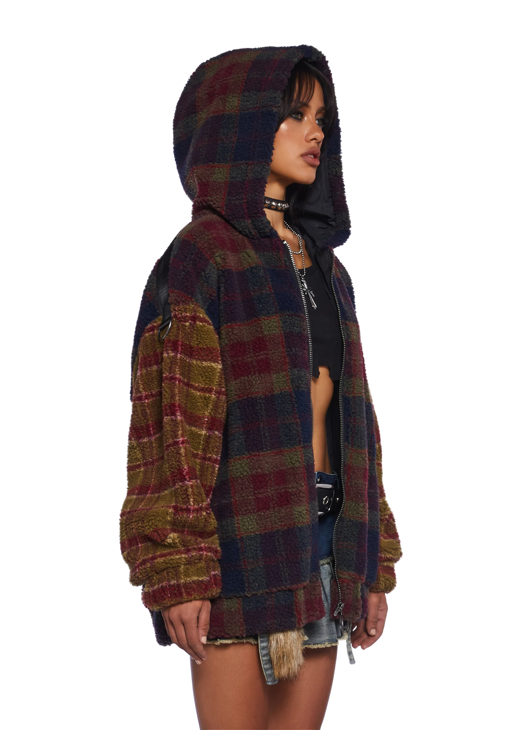 I Don’t Care Hooded Sherpa Jacket - Image 3
