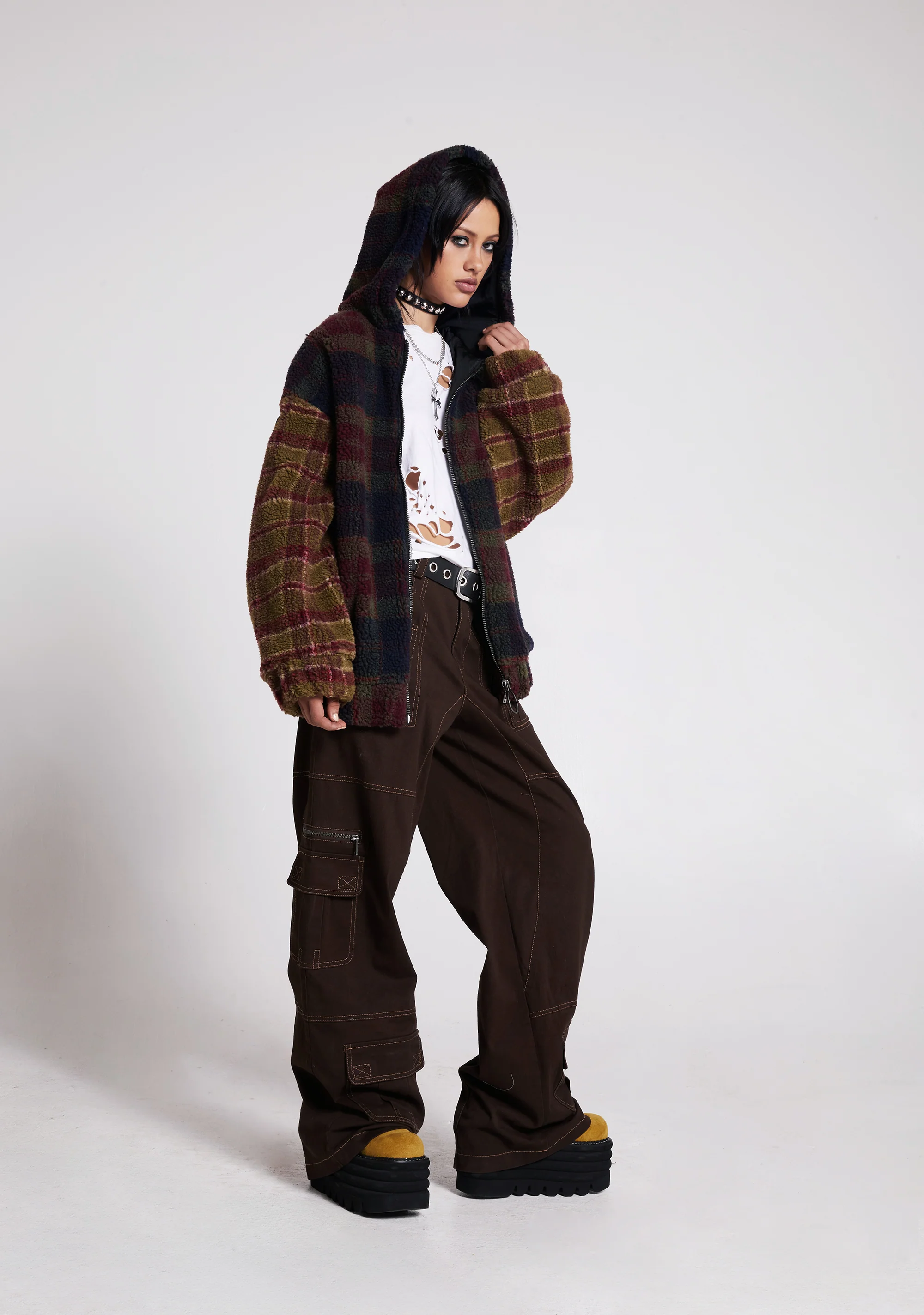 I Don’t Care Hooded Sherpa Jacket - Image 6