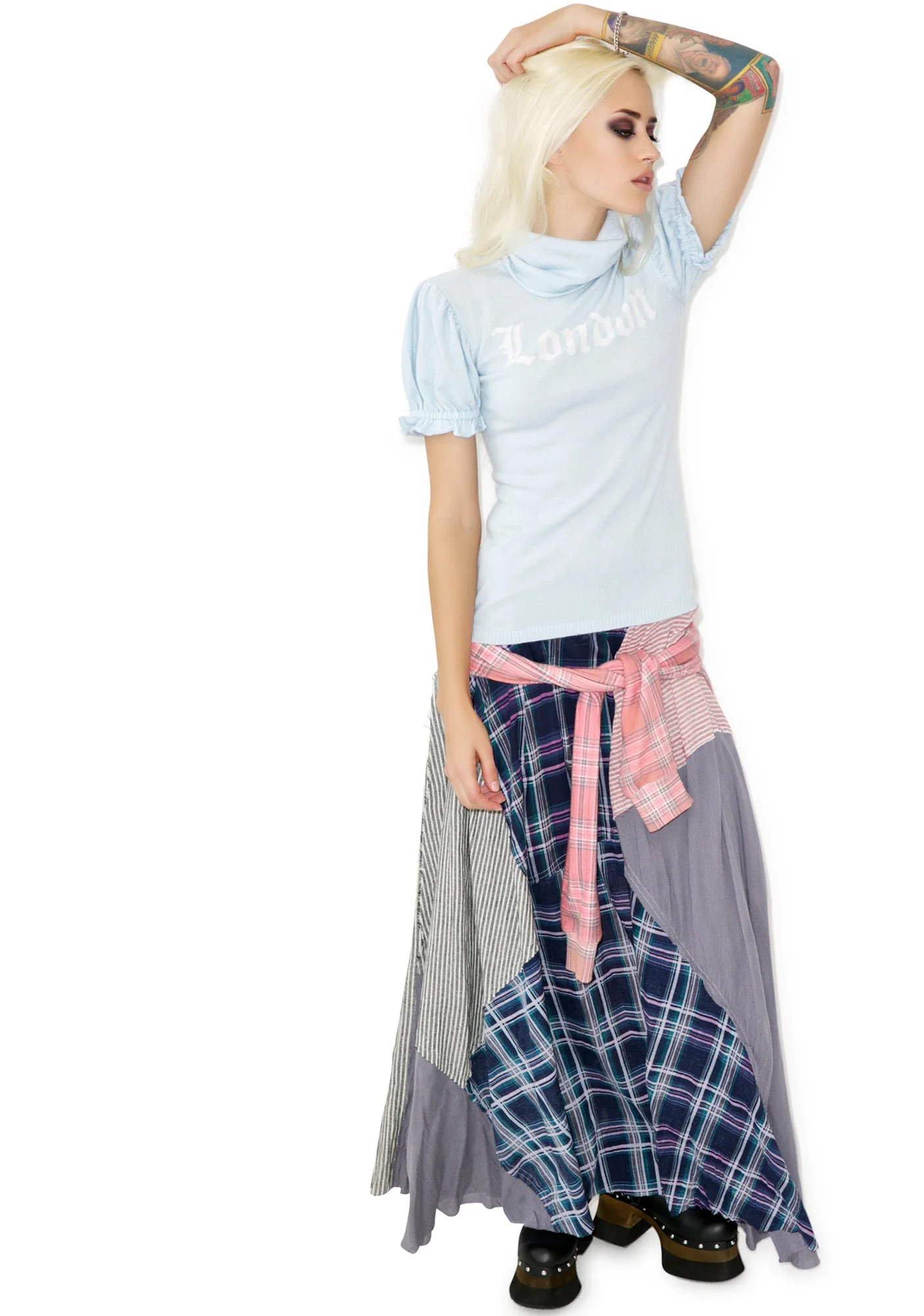I Love London Edwardian Sleeve Turtleneck - Light Blue - Image 4