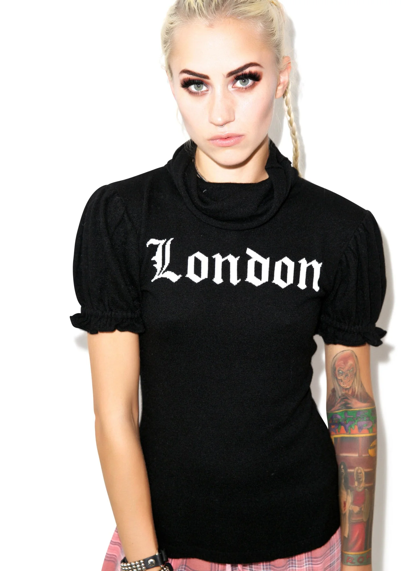 I Love London Edwardian Sleeve Turtleneck - Light Blue - Image 9