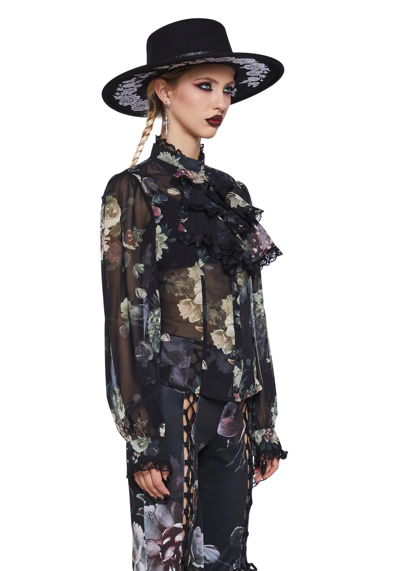I'm No Angel Chiffon Blouse - Floral - Image 3